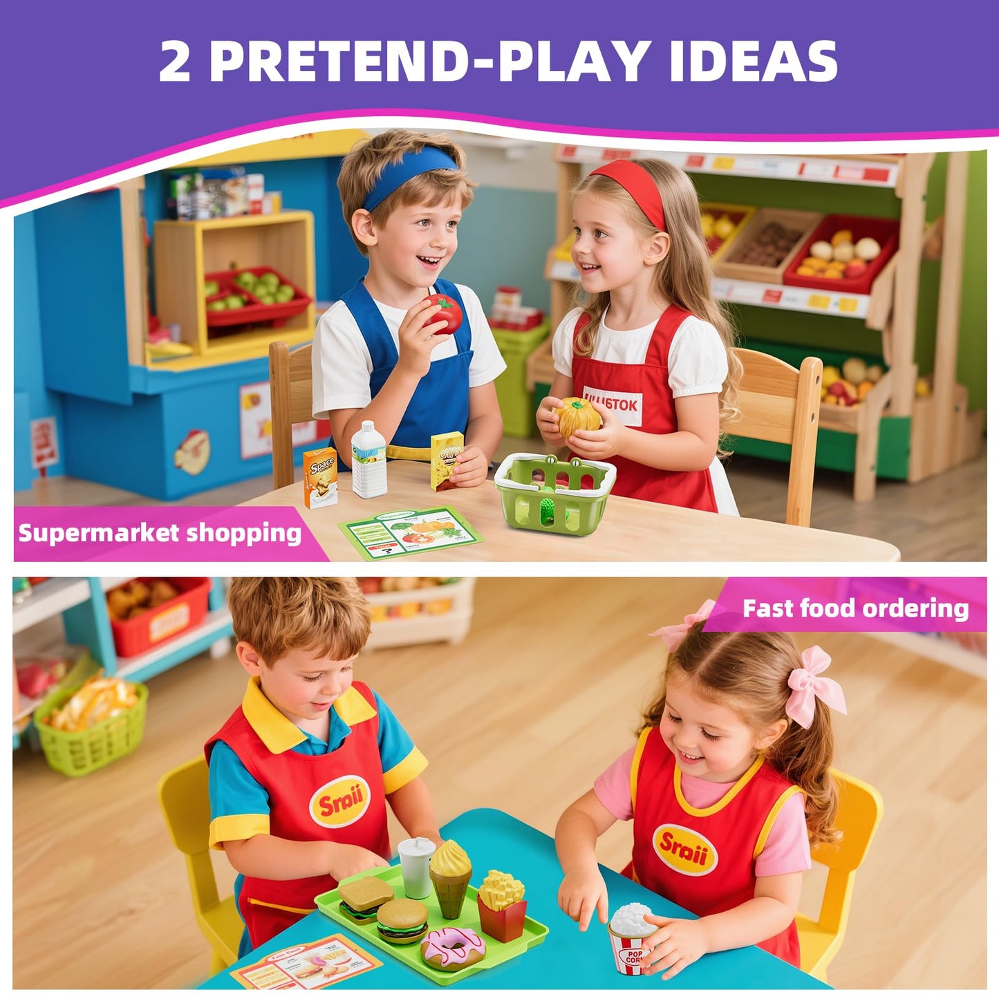 HYES Cash Registers for Kids – Rechargeable Pink Pretend Play Market & Fast Food