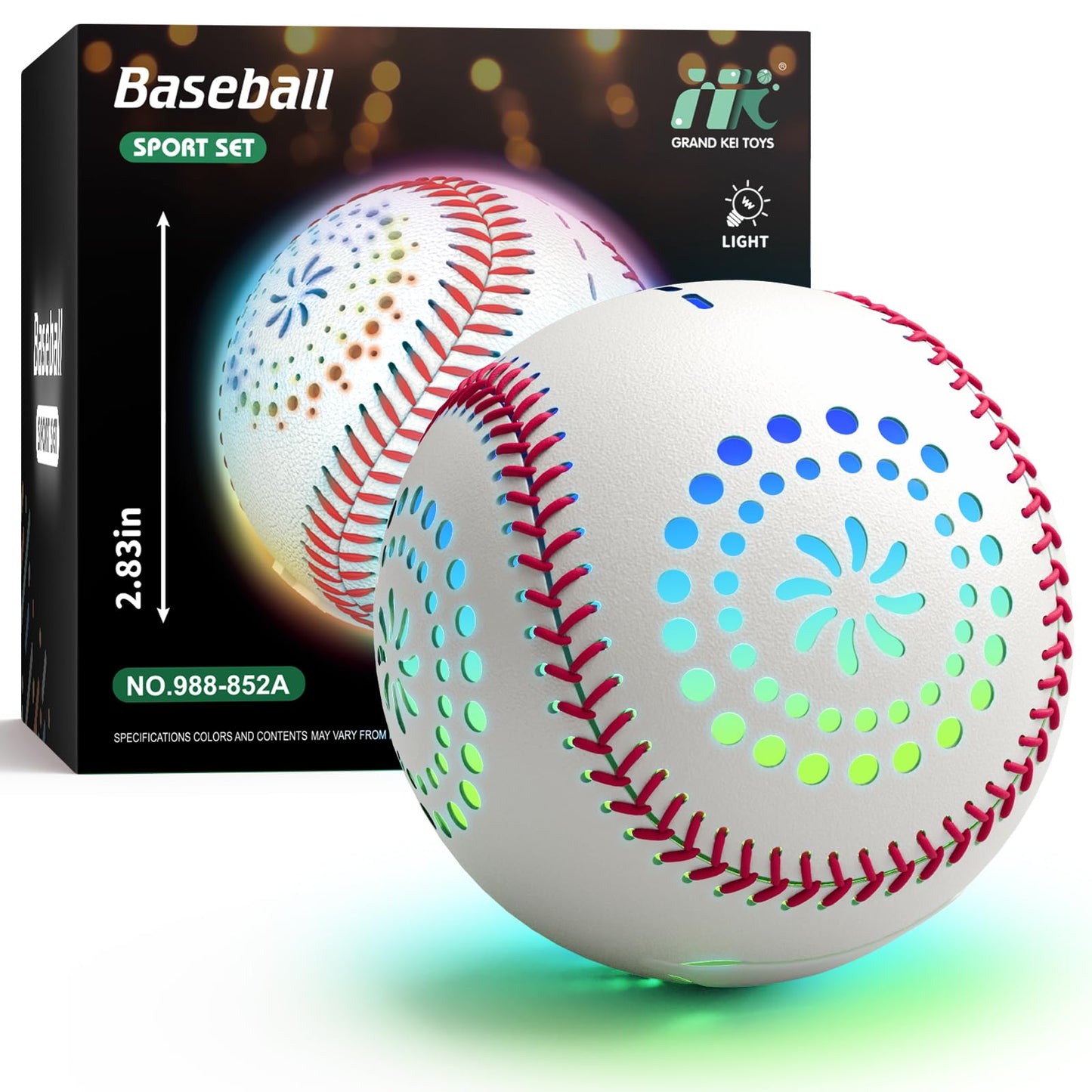 HYES Light Up Baseball with LED – 9 Lighting Modes, Rechargeable Glow in the Dark Official Size Leather Baseball