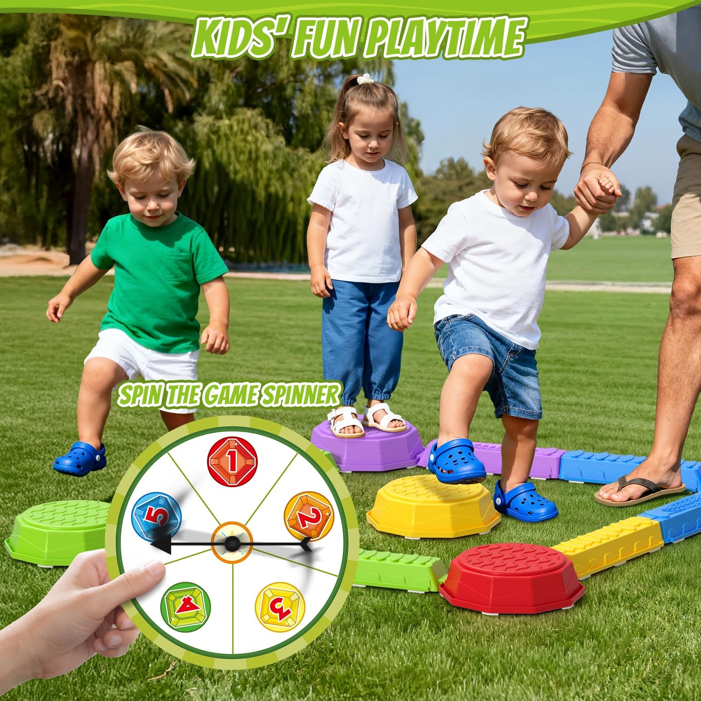 HYES Balance Beams & Stepping Stones — Sensory Obstacle Course Toys for Kids 3-5