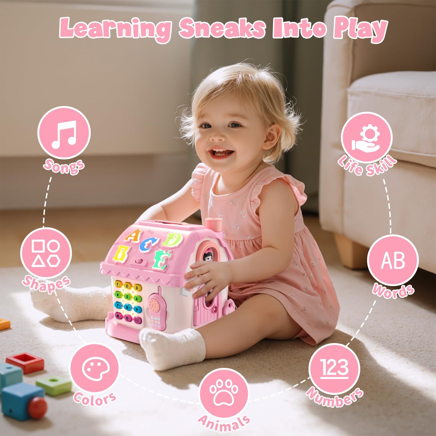 HYES Musical Learning House Toys for 1-Year-Old Girls | Toddler Learning & Storytelling Gift