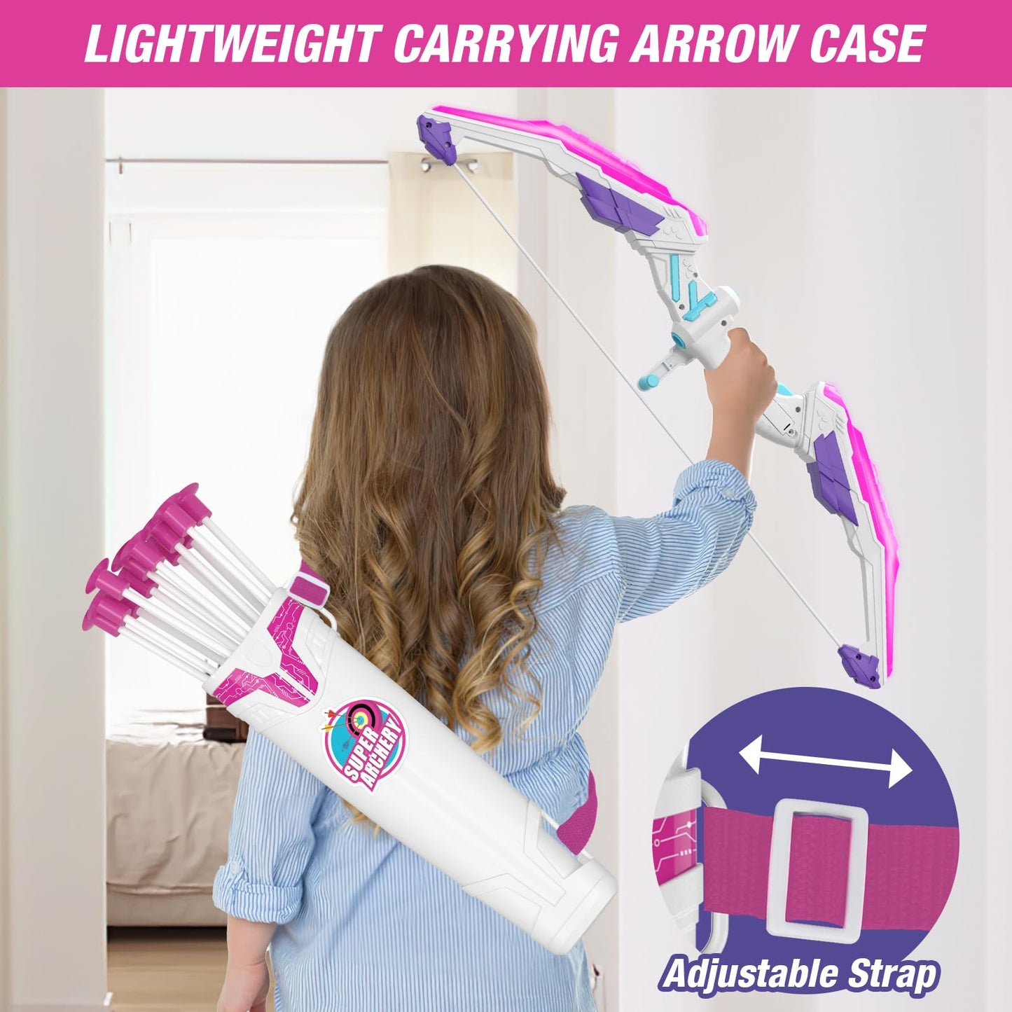 HYES Kids Bow and Arrow – LED Light Up Archery Set with 12 Suction Cup Arrows