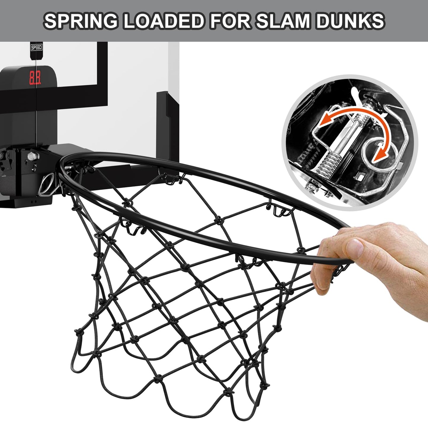 HYES 24x16 Large Indoor Basketball Hoop – Over-The-Door with Electronic Scoreboard
