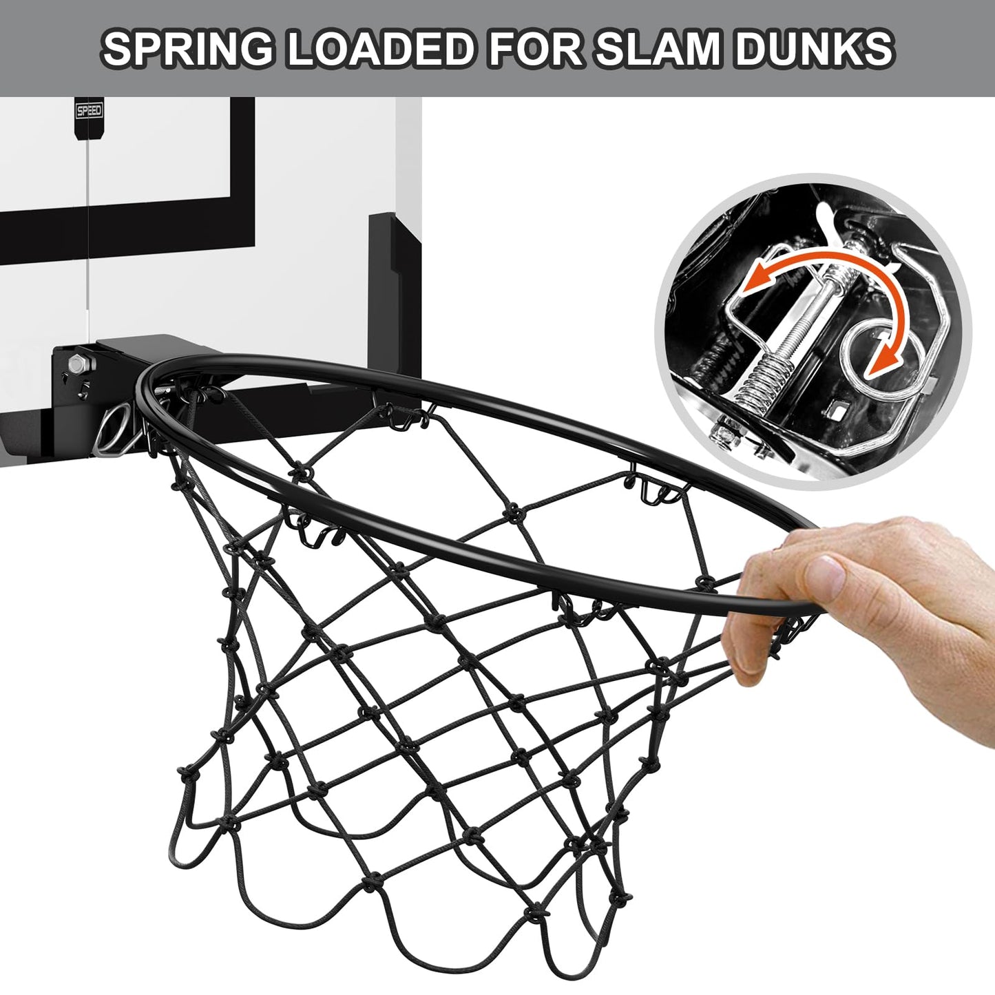 HYES 24x16 Large Indoor Basketball Hoop – Over-the-Door Backboard, Sturdy Rim, Fun Gift for Adults & Kids | Black