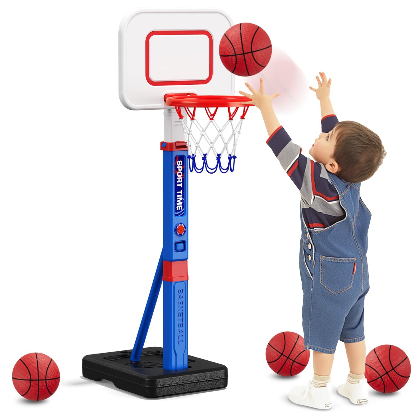 HYES Toddler Basketball Hoop — 55-Inch Adjustable Height for Indoor/Outdoor Play