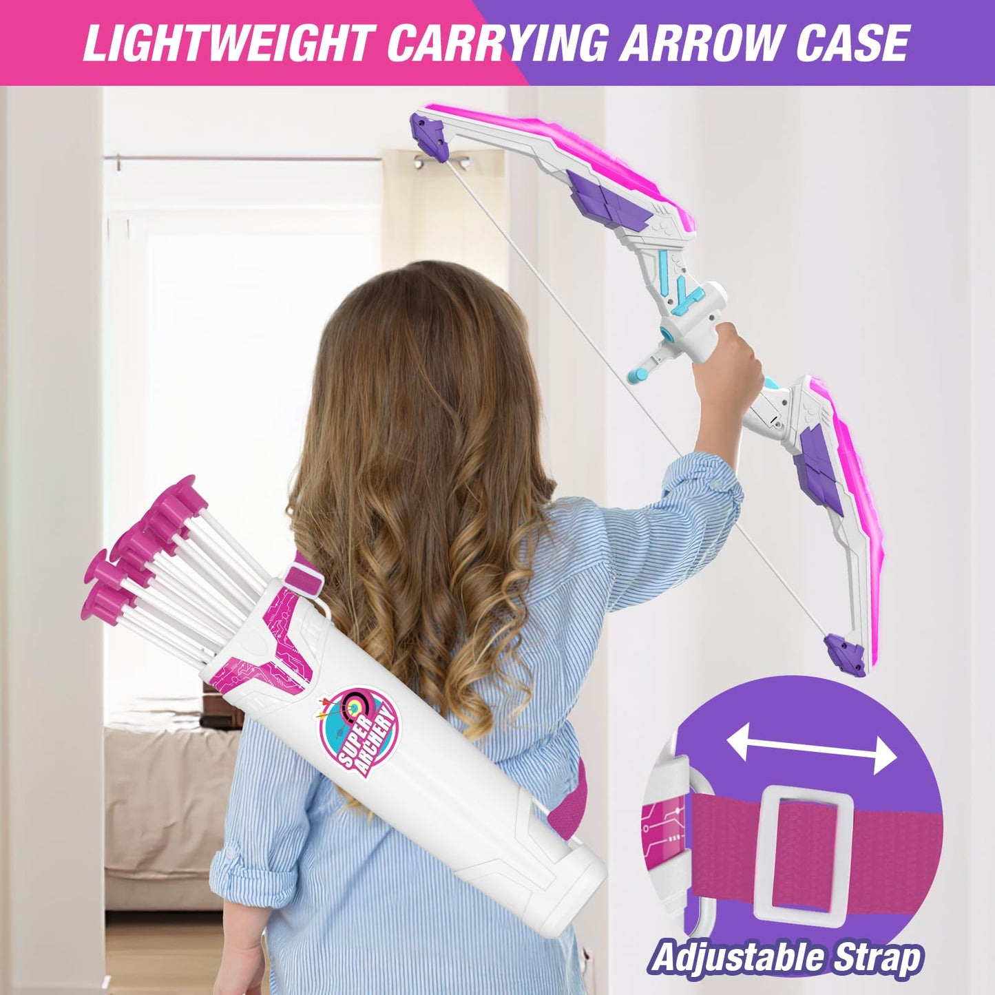 HYES LED Unicorn Archery Set for Kids – 2 Bows, Glow Target, 24 Arrows