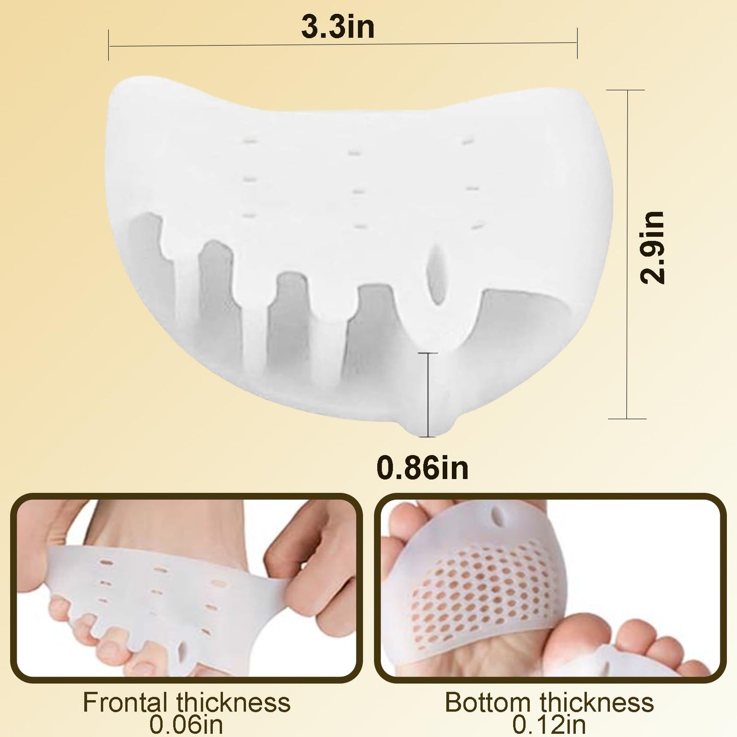 Hyggear Toe Bunion Corrector for Women — Nighttime Silicone Toe Separators, Breathable & Soft (4 Sets)