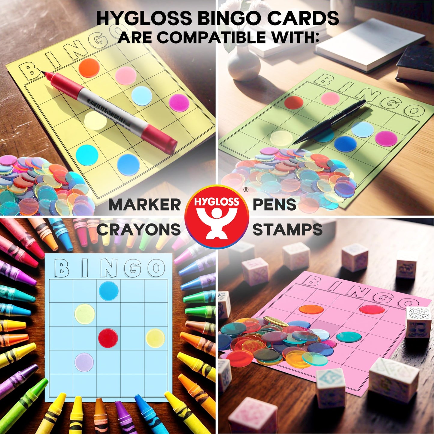 Hygloss Blank Bingo Cards – Disposable Large White Sheets for Classrooms & Events