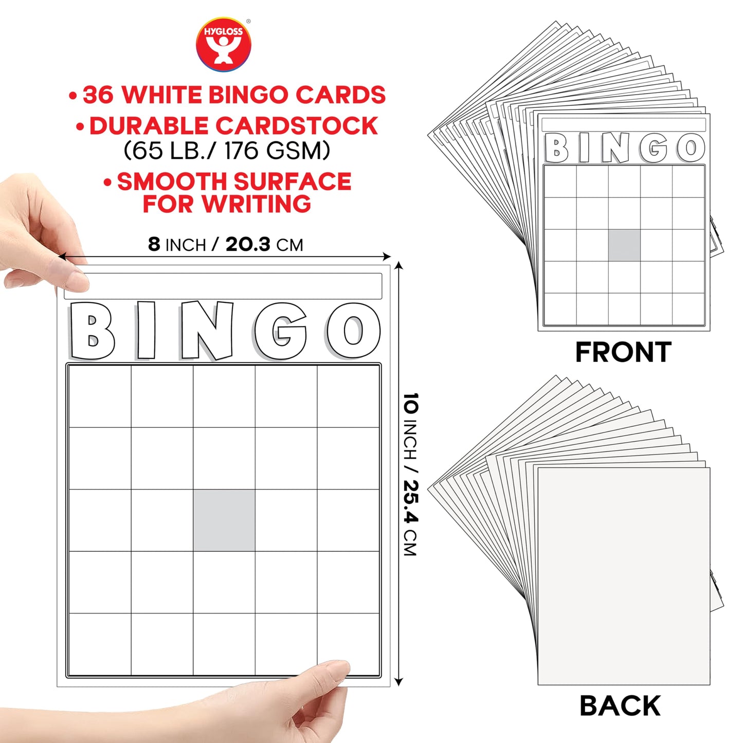 Hygloss Blank Bingo Cards – Disposable Large White Sheets for Classrooms & Events