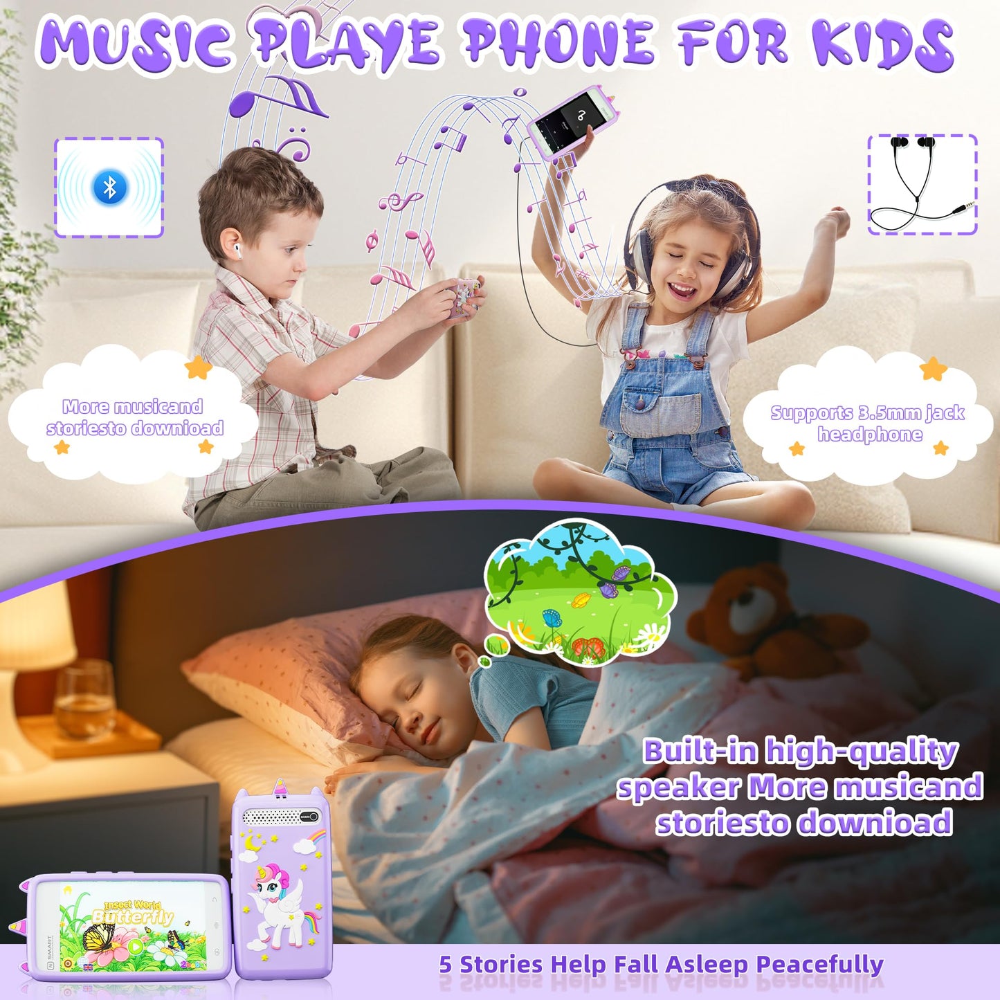 Hylmpda Kids Smart Phone for Girls – 3.97-inch Touchscreen, 32GB, HD Camera & Learning Games