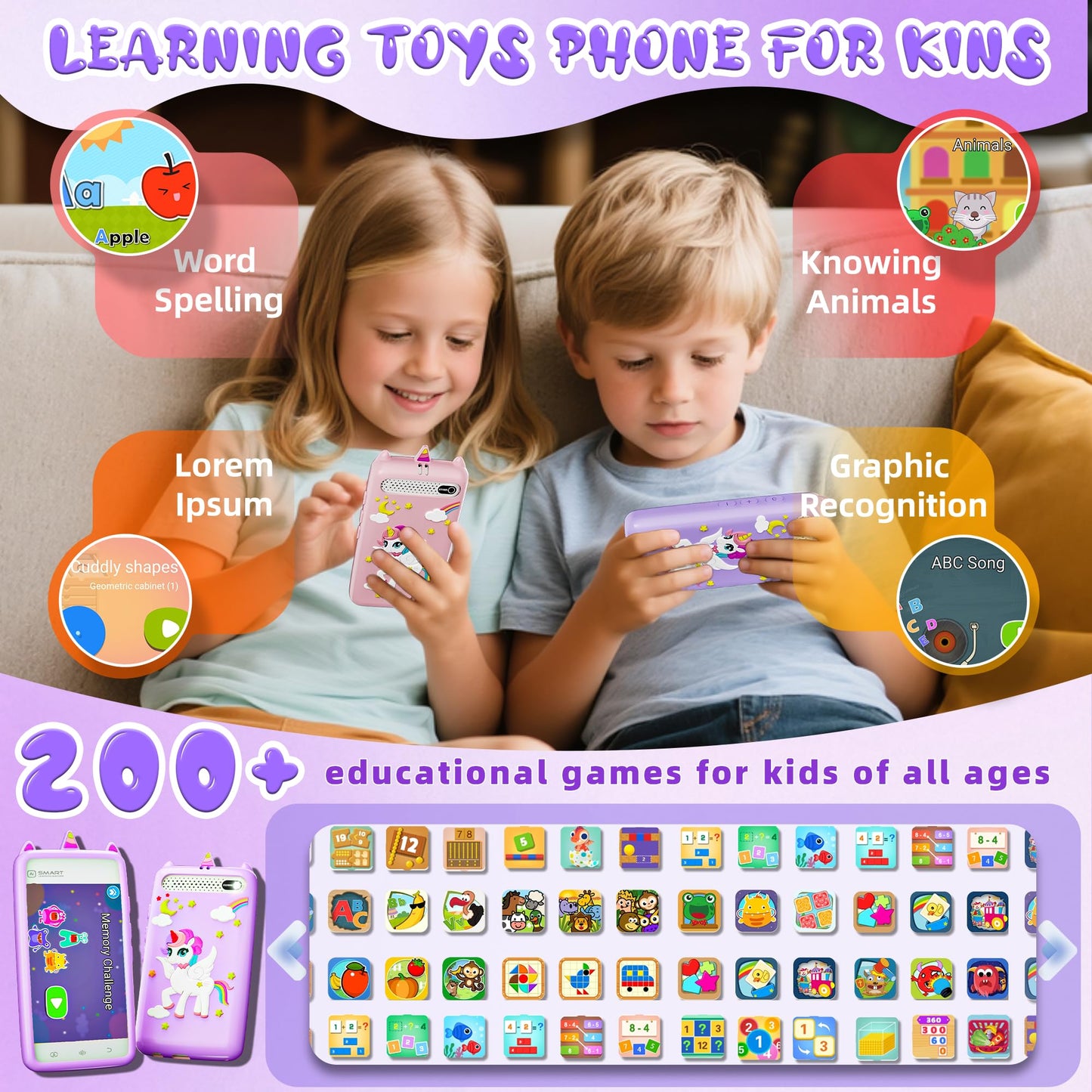 Hylmpda Kids Smart Phone for Girls – 3.97-inch Touchscreen, 32GB, HD Camera & Learning Games