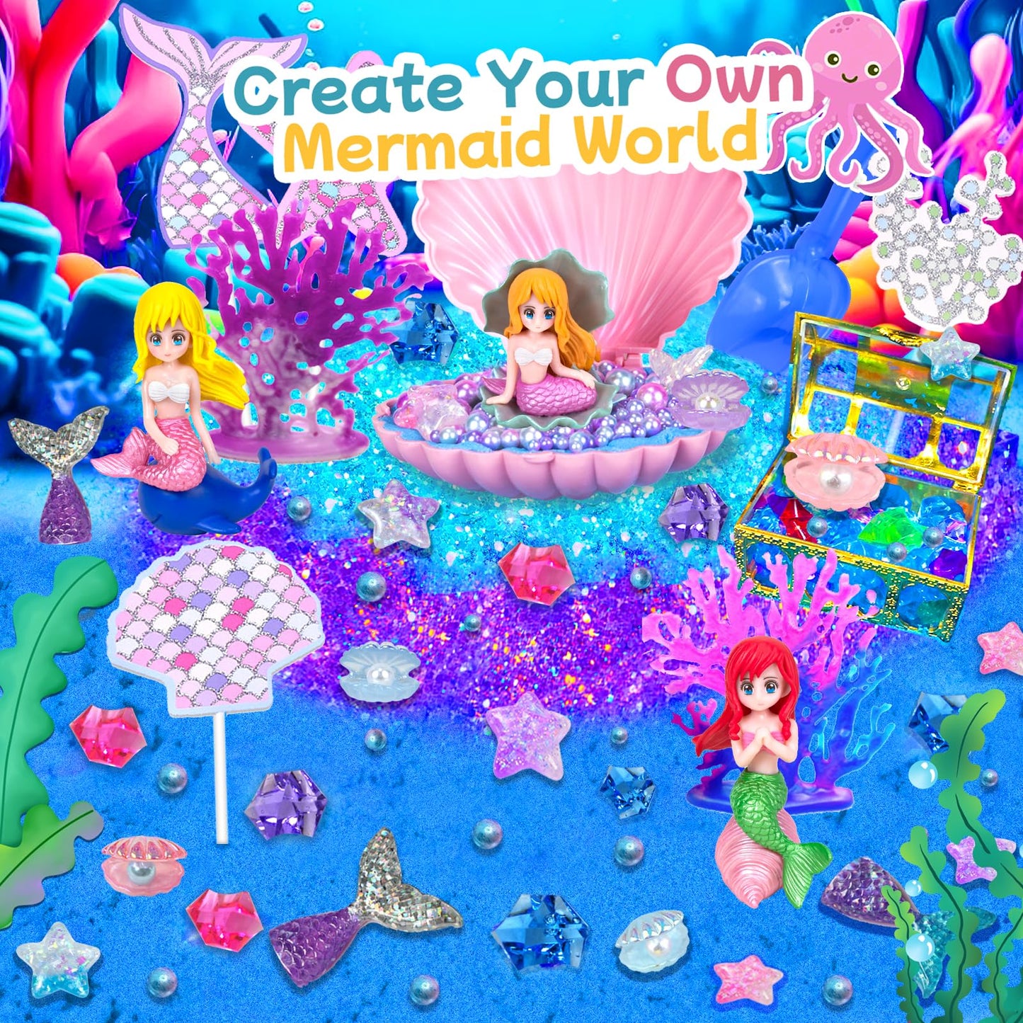 Hymaz Mermaid Sand Art Kit – 2.2lbs Magic Sand & Treasure Accessories