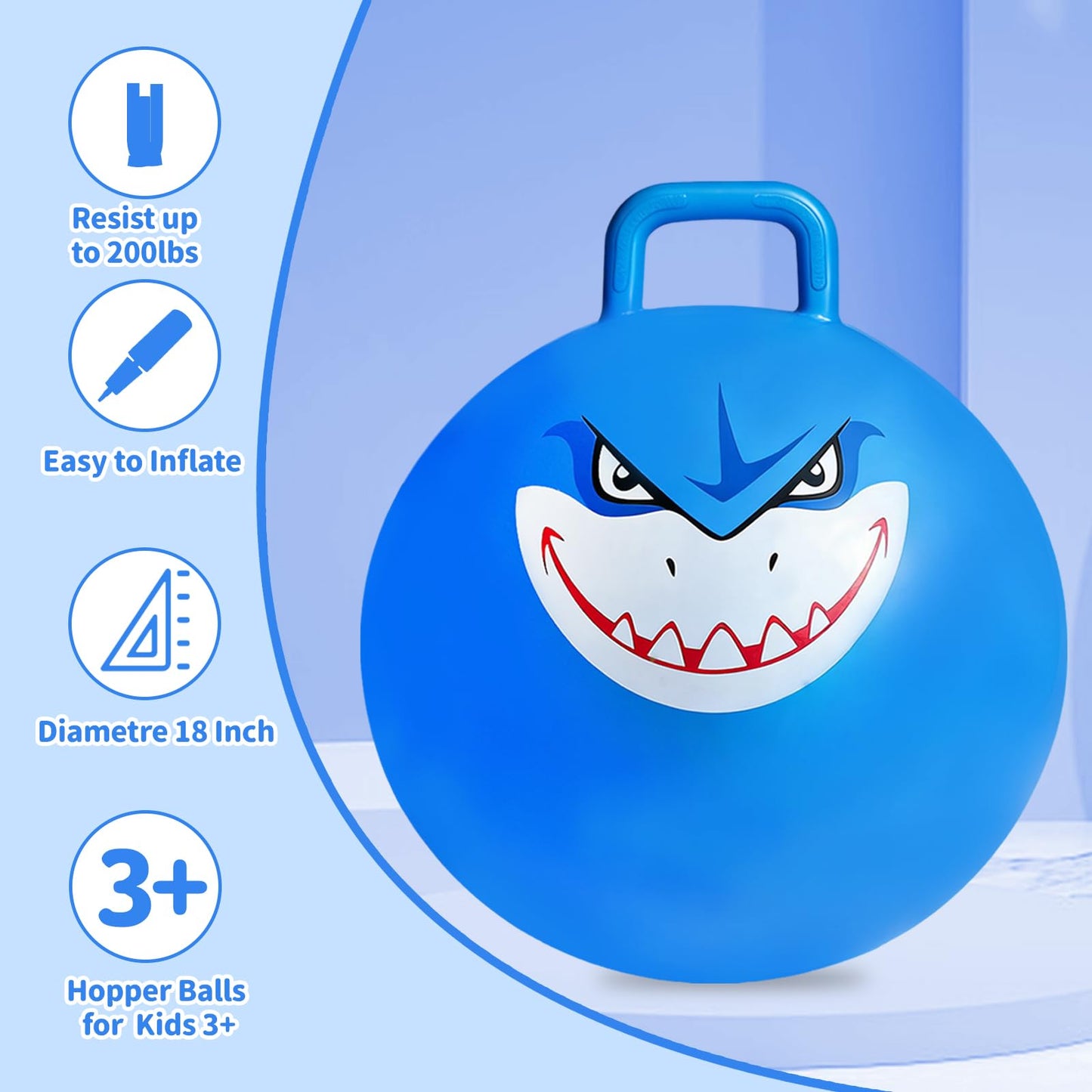 Hymaz Bounce Balls with Handles – 3-Pack, 18-Inch Hop Balls for Kids (Indoor/Outdoor)