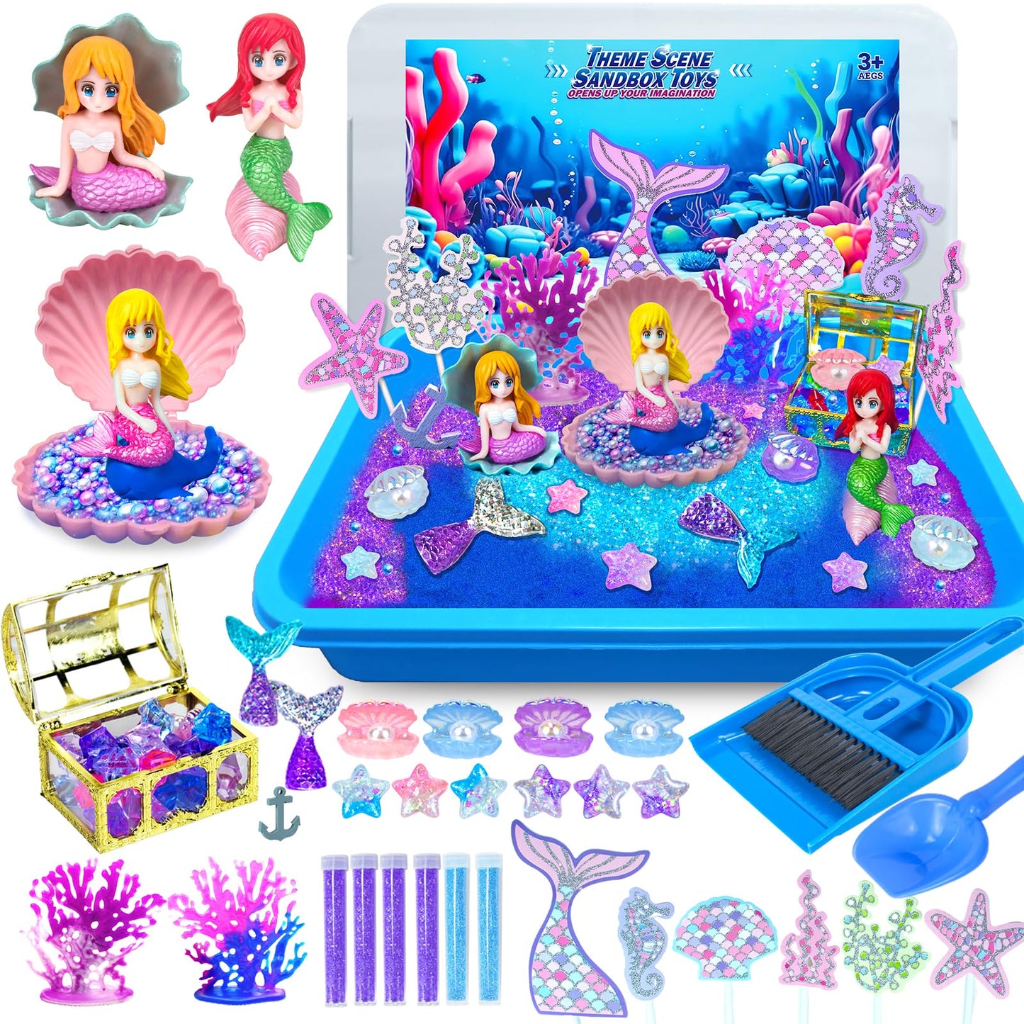 Hymaz Mermaid Sand Art Kit – 2.2lbs Magic Sand & Treasure Accessories