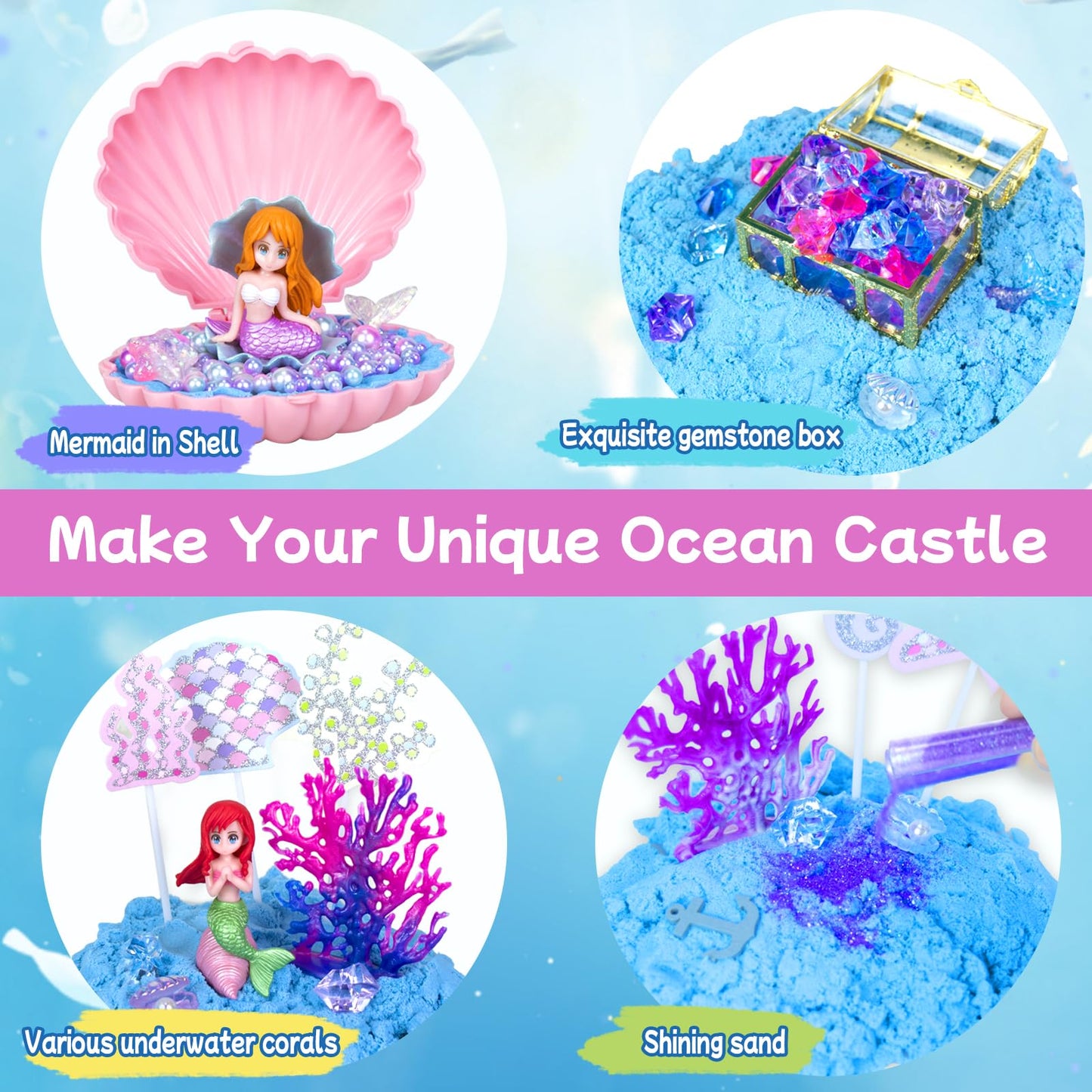 Hymaz Mermaid Sand Art Kit – 2.2lbs Magic Sand & Treasure Accessories