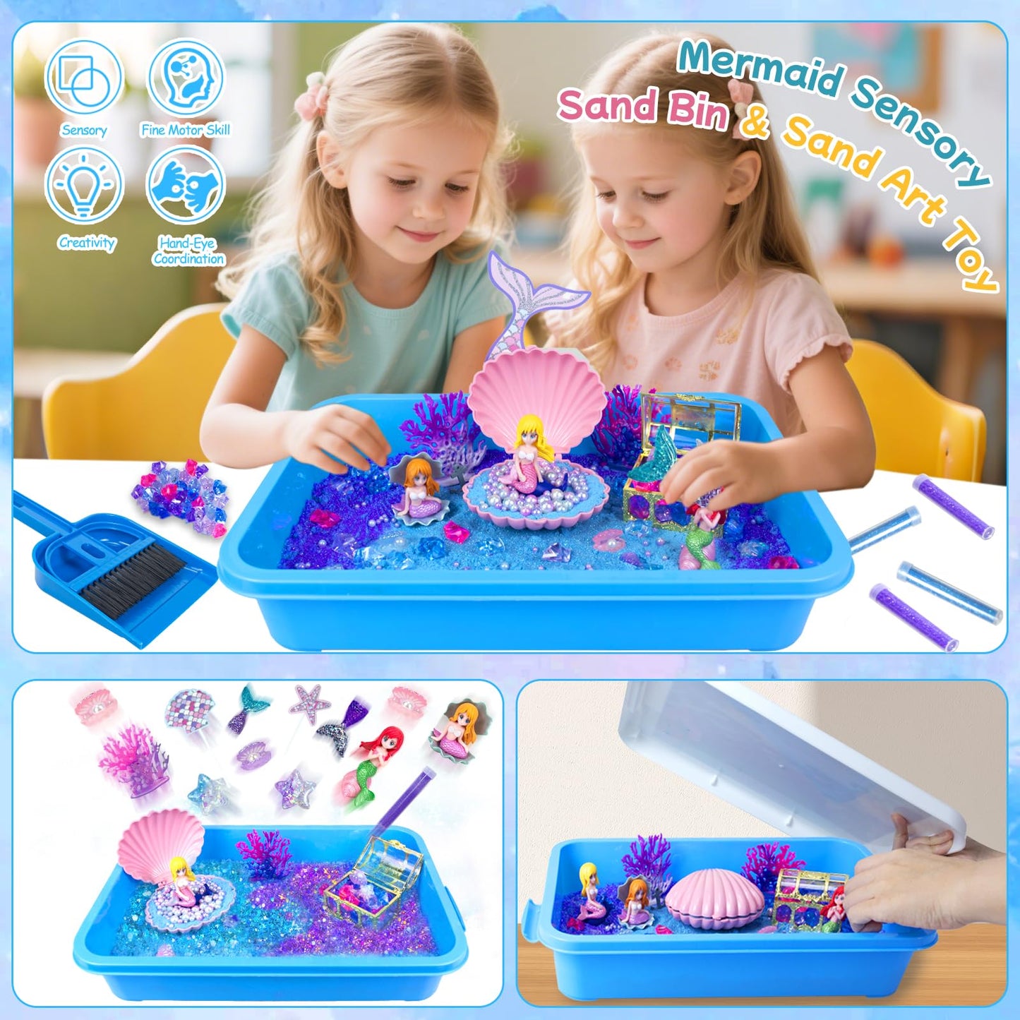 Hymaz Mermaid Sand Art Kit – 2.2lbs Magic Sand & Treasure Accessories