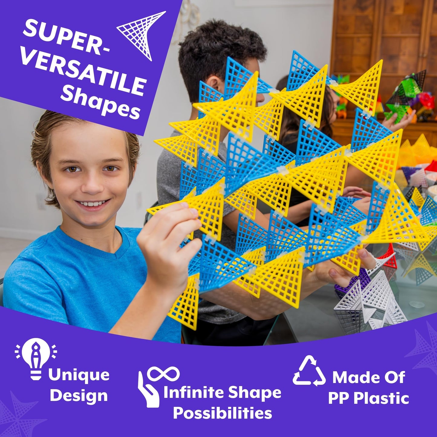 Hypertile HyperTiles Hyperbolic Building Toy | 48 Tiles & 80 Connectors for STEM Exploration