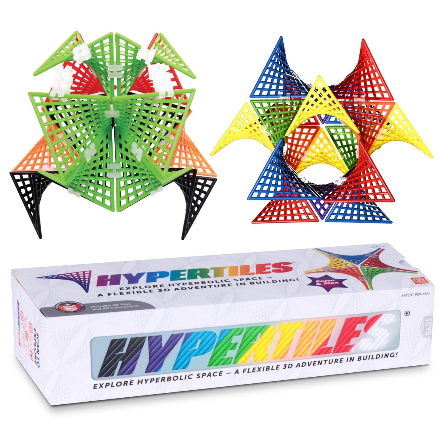 Hypertile HyperTiles Hyperbolic Building Toy | 48 Tiles & 80 Connectors for STEM Exploration