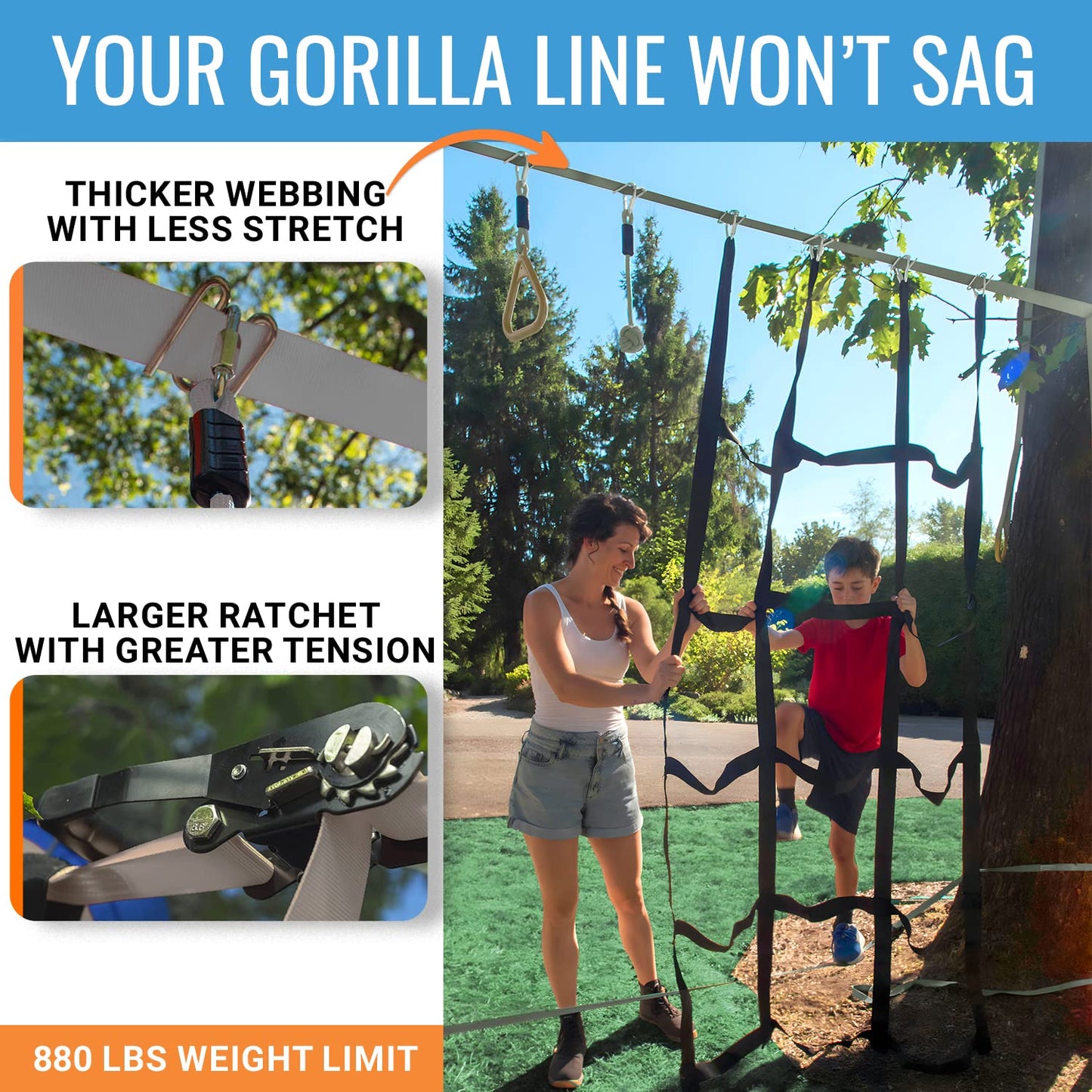 Hyponix Ninja Obstacle Course for Kids – 2x60ft Slacklines & 13 Weatherproof Obstacles