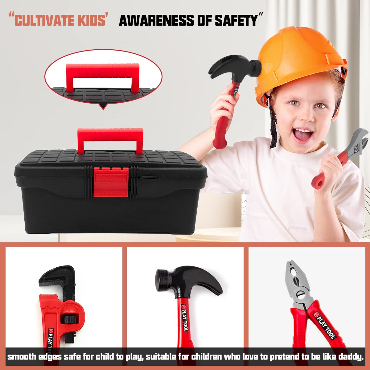 HYRENEE Kids Tool Set – 48-Piece Toolbox with Electric Drill