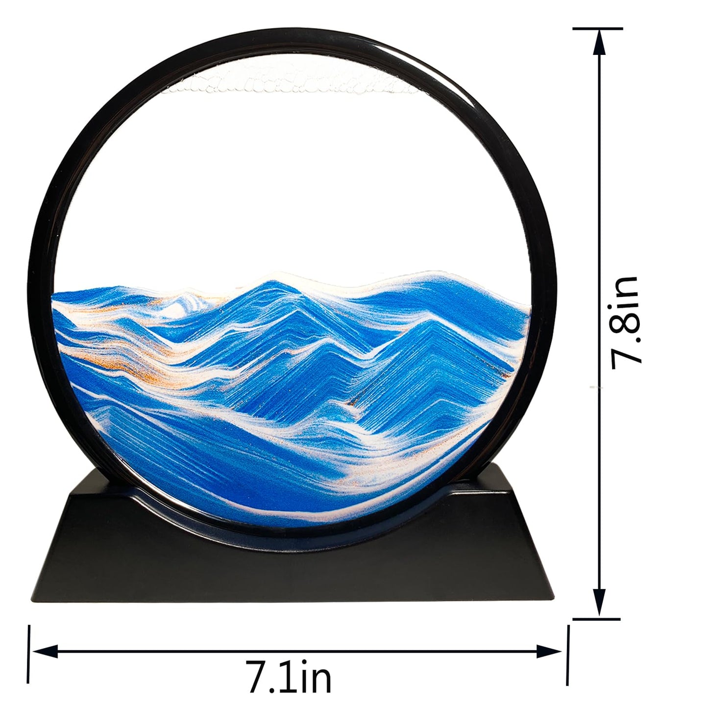 HYUGF Moving Sand Art Picture – 3D Ocean Sandscape in a 7-inch Round Glass Frame