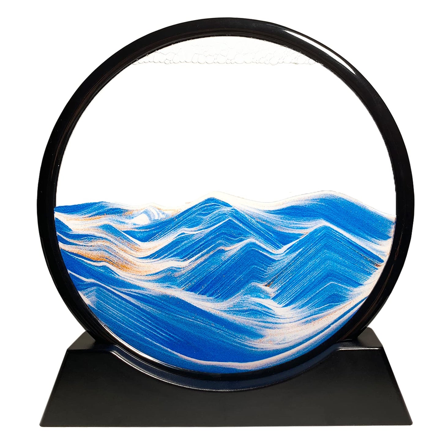 HYUGF Moving Sand Art Picture – 3D Ocean Sandscape in a 7-inch Round Glass Frame