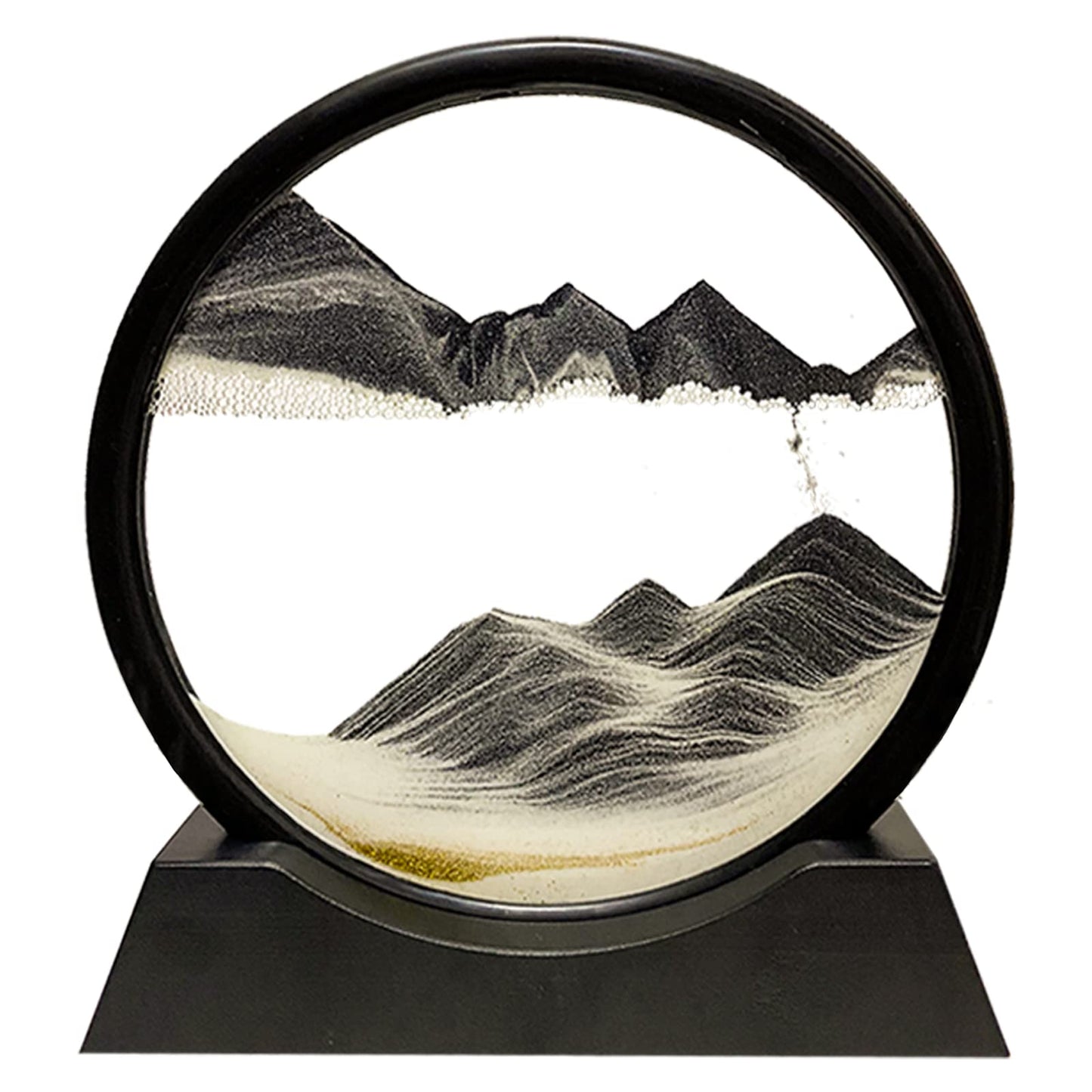 HYUGF Moving Sand Art Picture – 3D Deep Sea Sandscape in Round Glass Frame, 7-inch Desk Decor