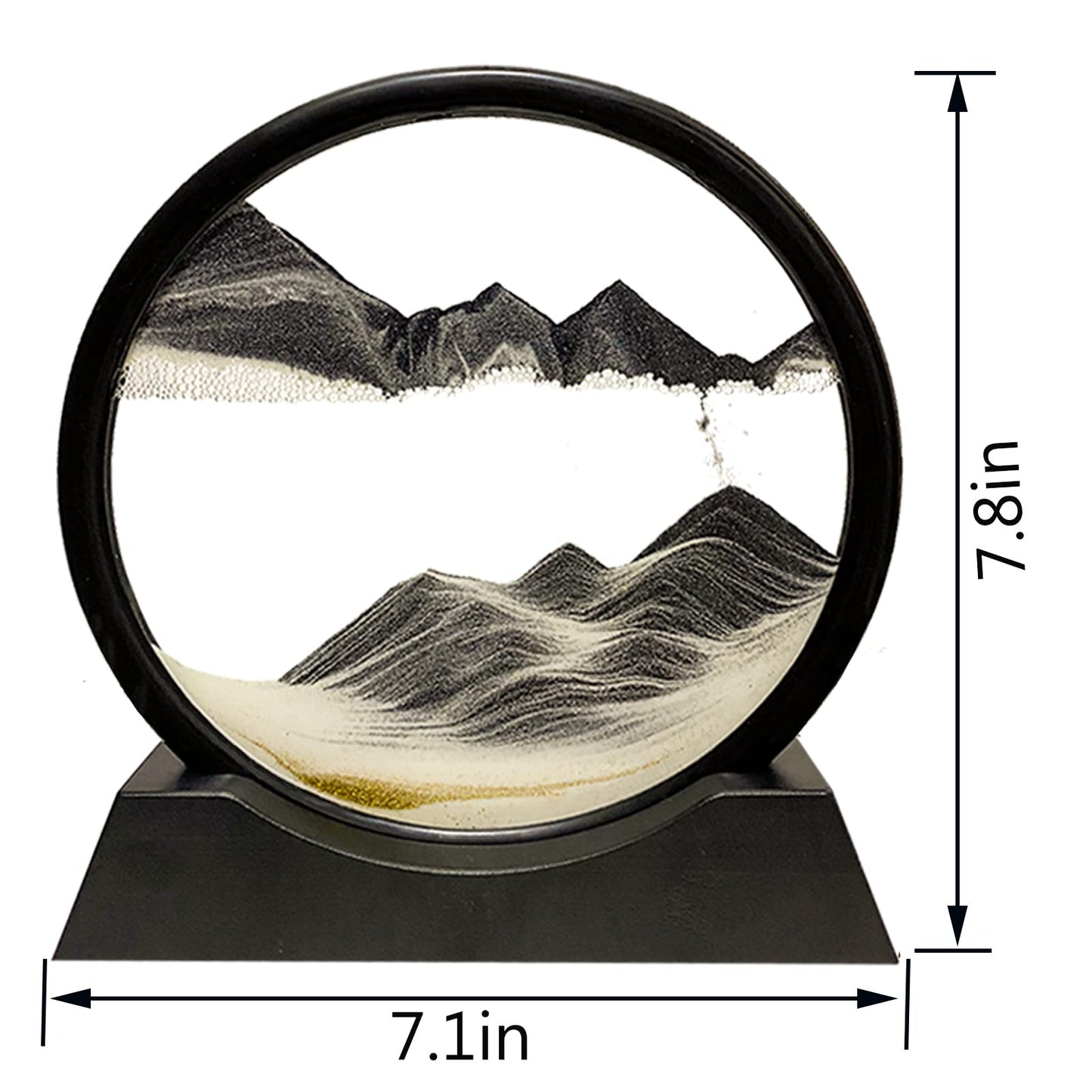 HYUGF Moving Sand Art Picture – 3D Deep Sea Sandscape in Round Glass Frame, 7-inch Desk Decor