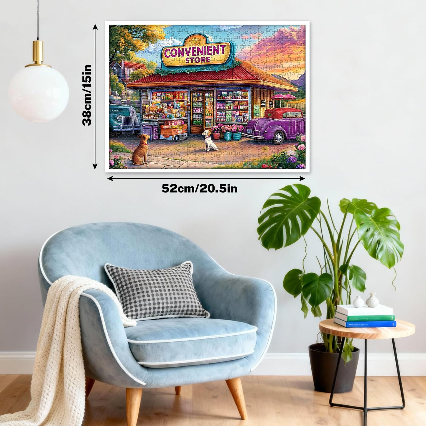 HYXCHQA 4 Pack 500-Piece Scenic Puzzles for Adults — Beach Store, Vineyard Picnic, Paris Street View, Retro Convenience Shop