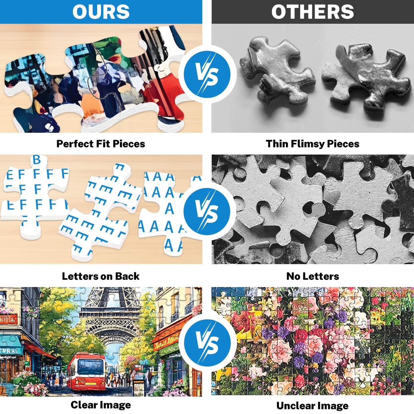 HYXCHQA 4 Pack 500-Piece Scenic Puzzles for Adults — Beach Store, Vineyard Picnic, Paris Street View, Retro Convenience Shop