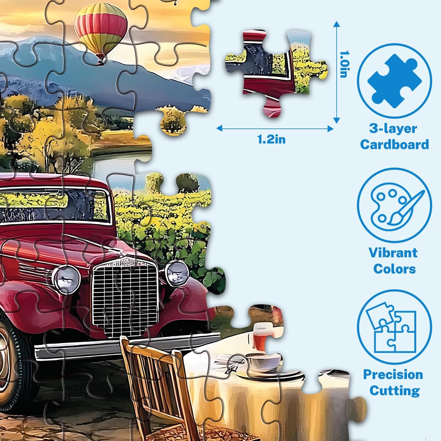HYXCHQA 4 Pack 500-Piece Scenic Puzzles for Adults — Beach Store, Vineyard Picnic, Paris Street View, Retro Convenience Shop