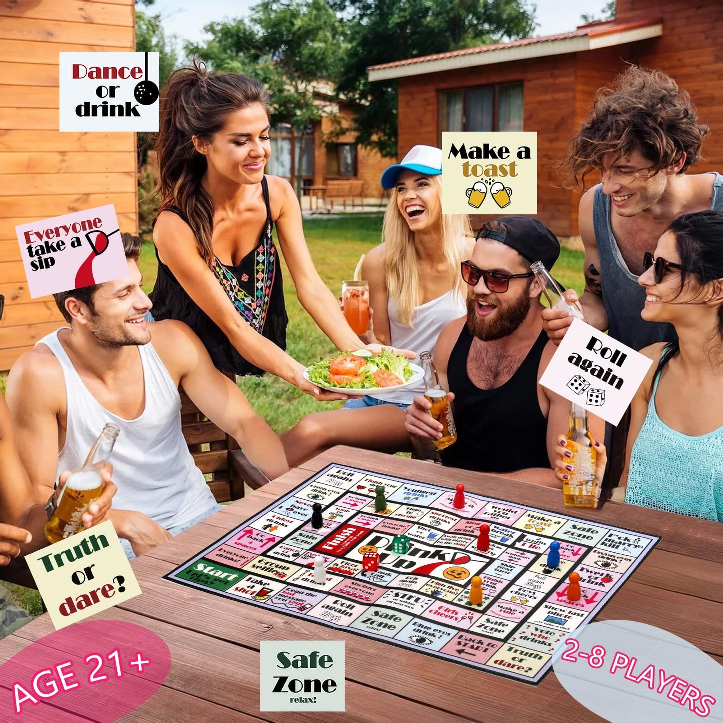 HYXFJITS Drinking Board Game for Adults – Waterproof Leather Mat, 2-8 Players