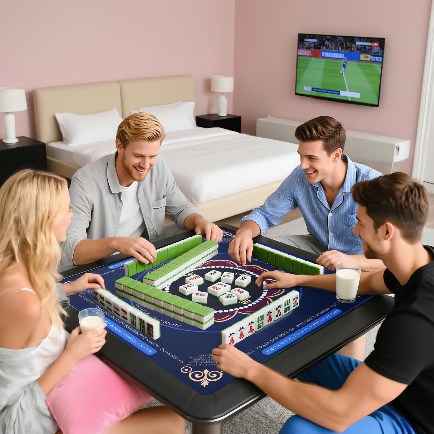 HYXFJITS Mahjong Mat for Table 32x32 Inch – Non-Slip, Noise-Reducing, Portable Table Cover with Carry Bag