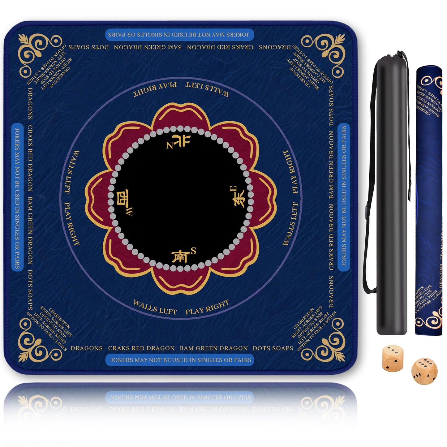 HYXFJITS Mahjong Mat for Table 32x32 Inch – Non-Slip, Noise-Reducing, Portable Table Cover with Carry Bag