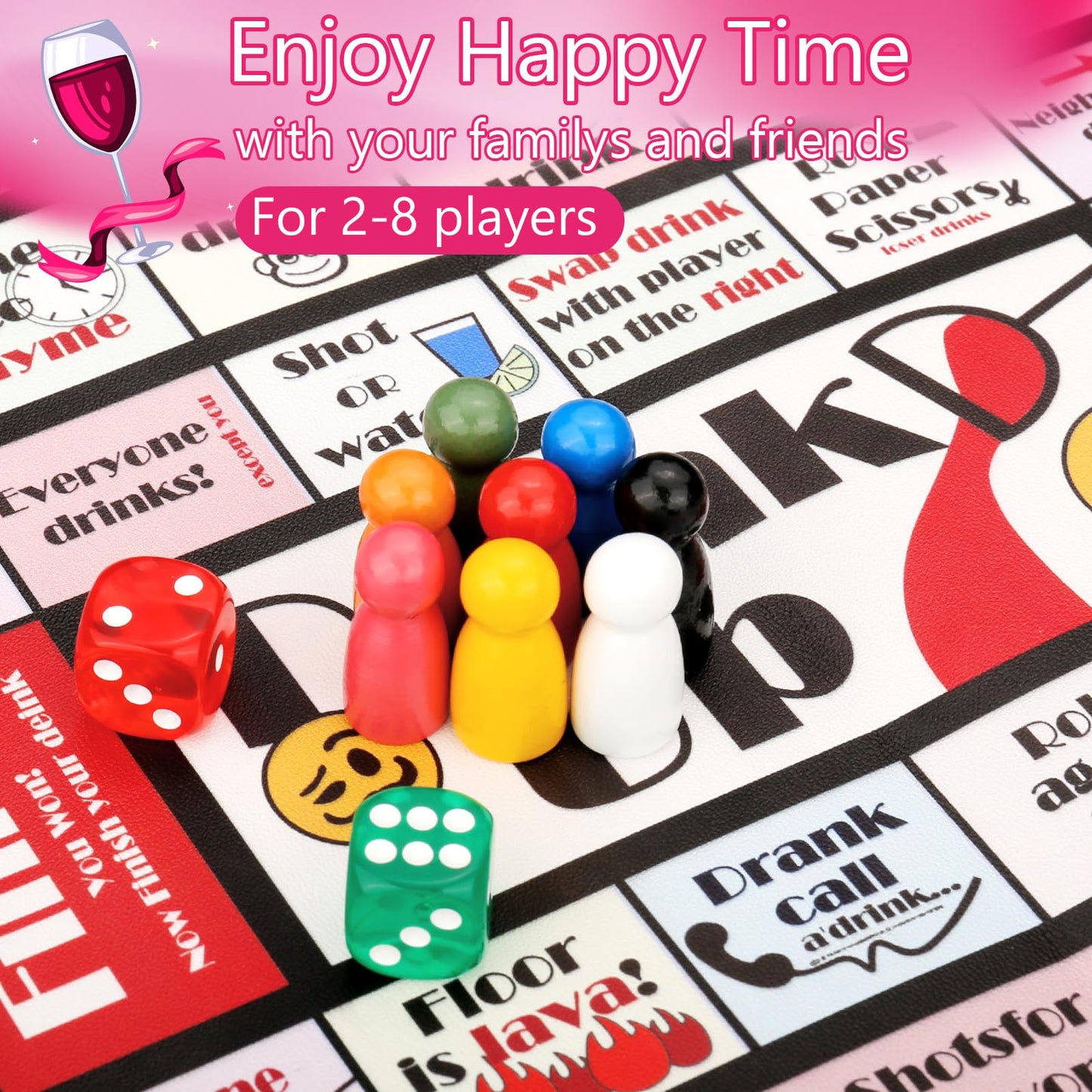 HYXFJITS Drinking Board Game for Adults – Waterproof Leather Mat, 2-8 Players