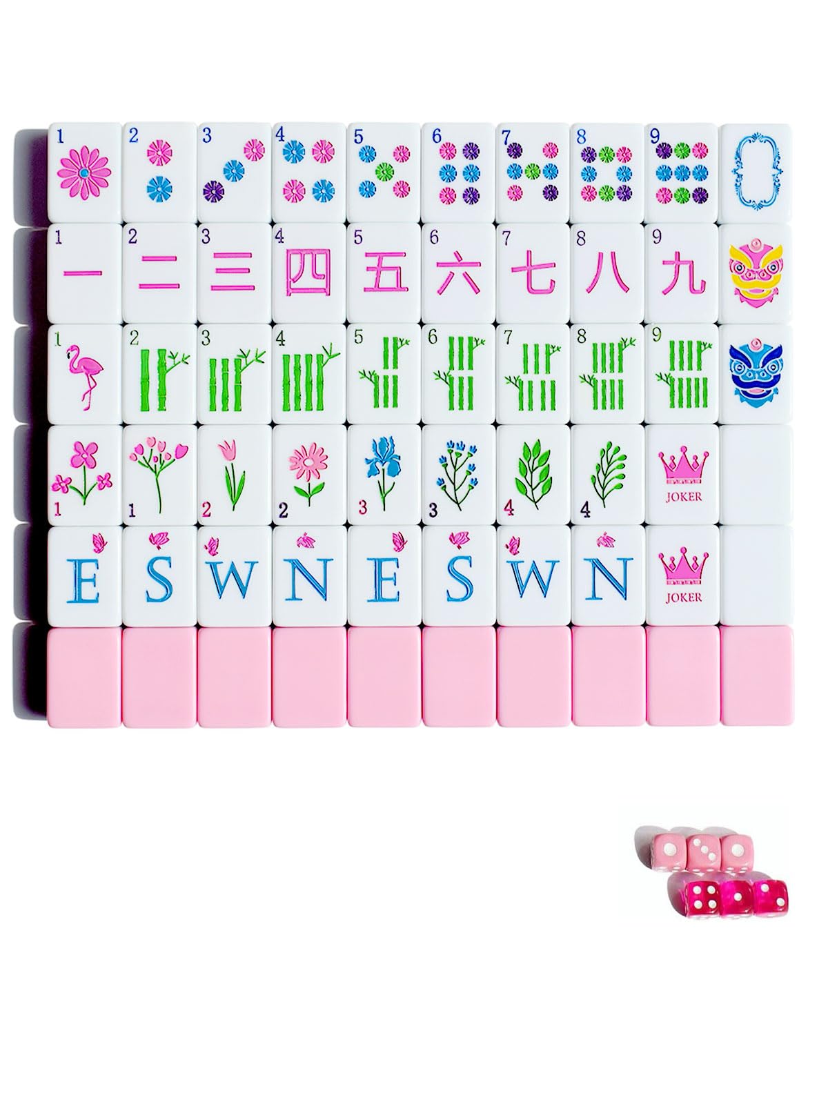 HYZYey Mahjong Tile Set 160 American Mahjong Tiles - 1.2-inch Engraved Acrylic - Pink
