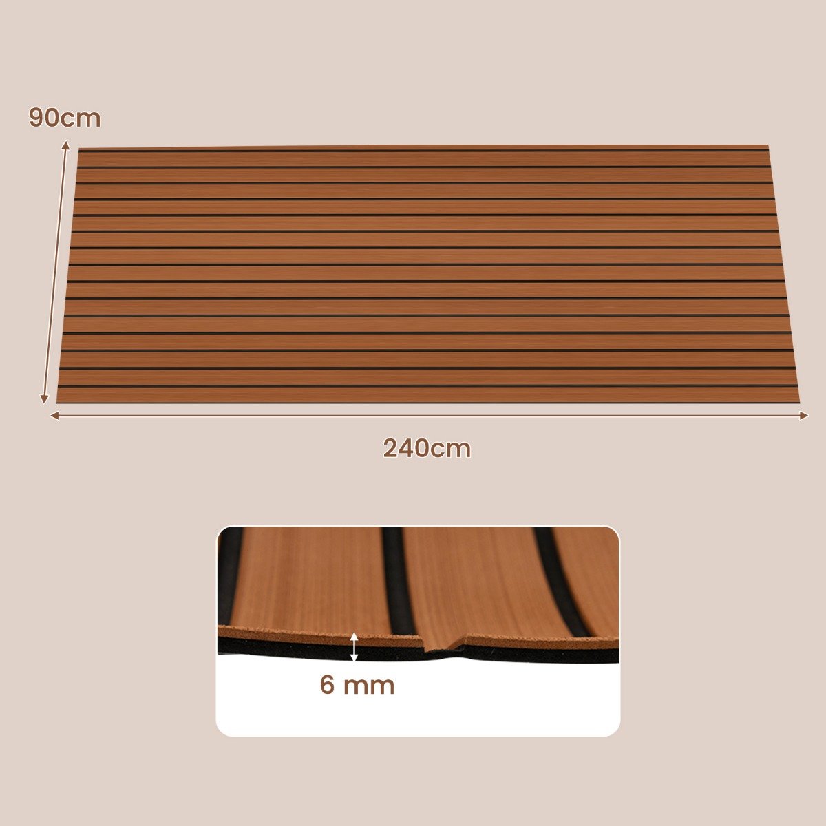 240 x 90 cm Non-Slip Marine Carpeting Mat-Dark Grey