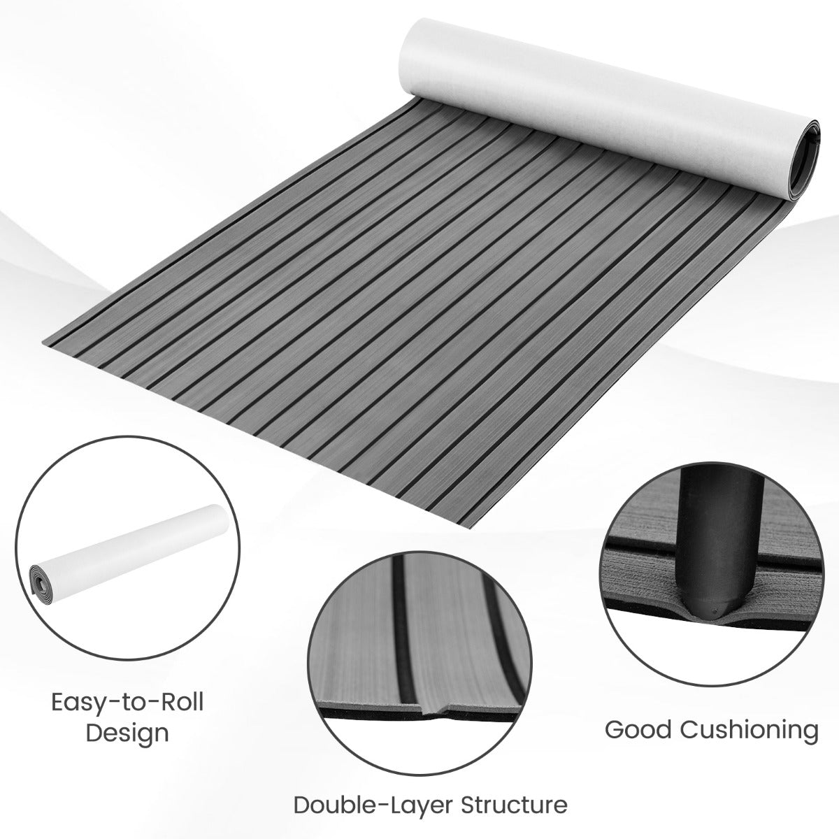 240 x 90 cm Non-Slip Marine Carpeting Mat-Dark Grey