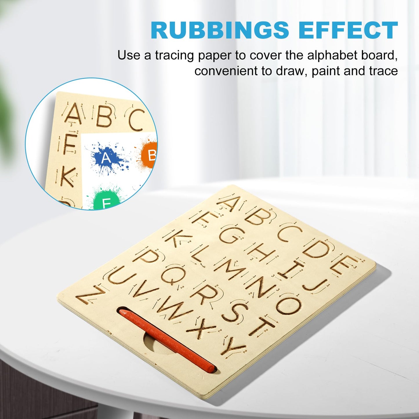 hzsshb Wooden Letters Practicing Board – Double-Sided ABC Tracing for Kids 3-8