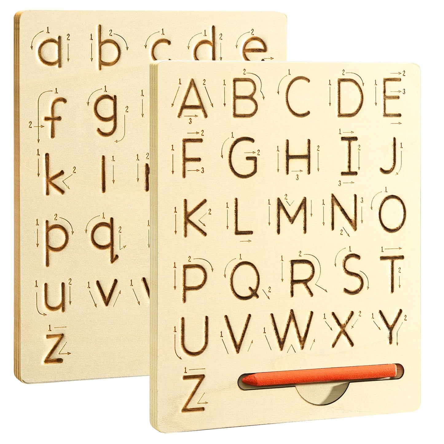 hzsshb Wooden Letters Practicing Board – Double-Sided ABC Tracing for Kids 3-8