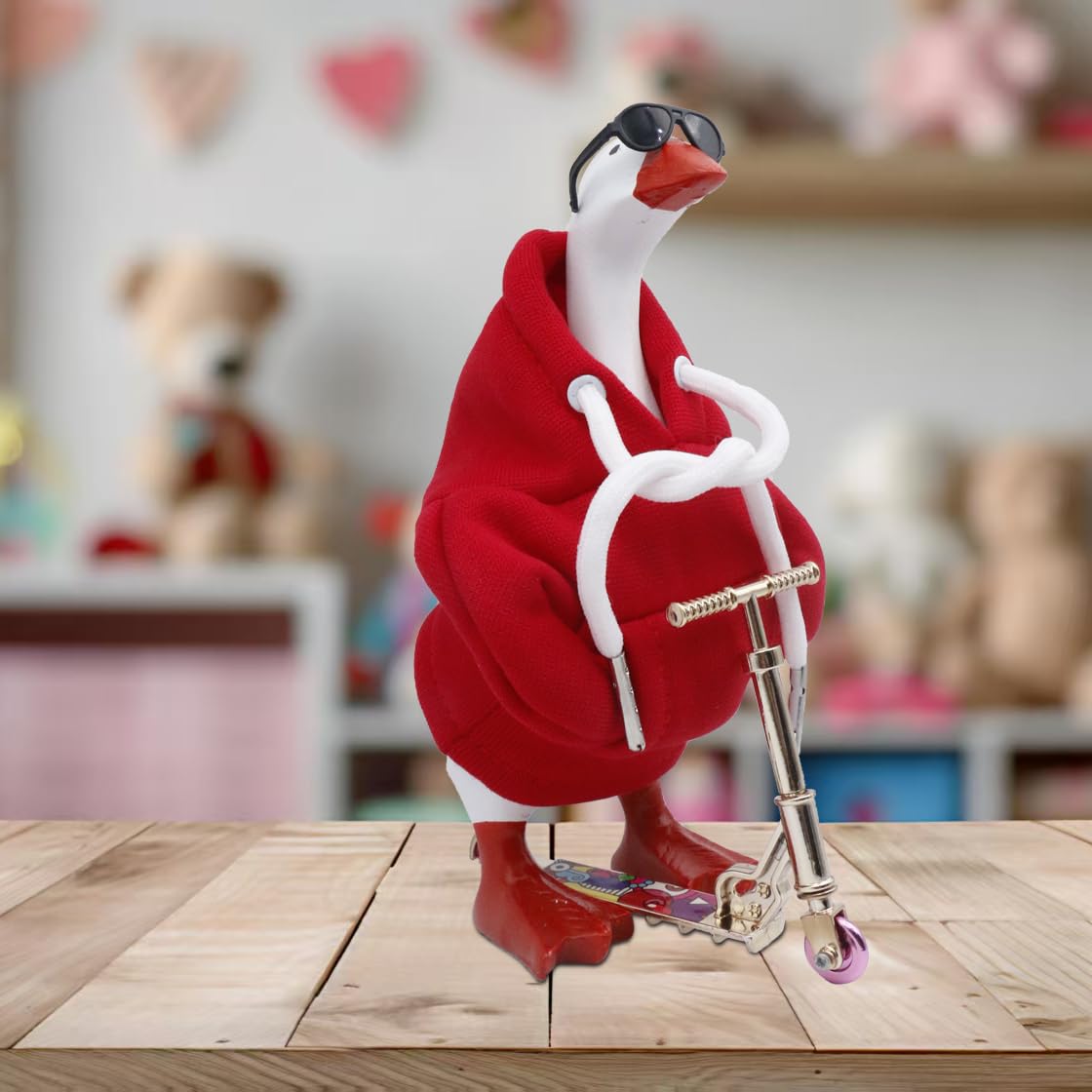 i-Beeboo 3Pcs 7-Inch Desktop Goose Outfits Set: Red Hoodie, Scooter & Sunglasses