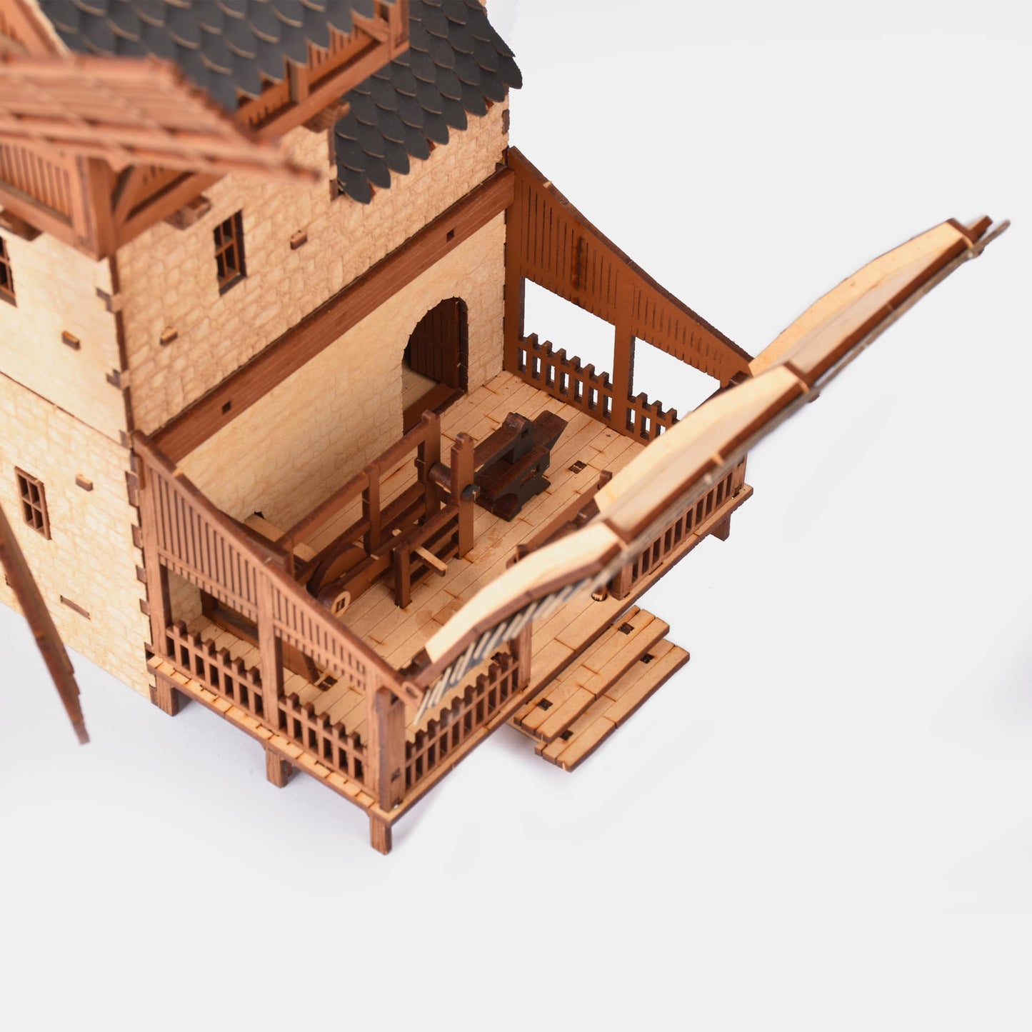 I BUILT IT Wooden Mill-Hybrid Medieval Windmill & Watermill Model Kit – 352 Pcs, 8–9 Hour Build