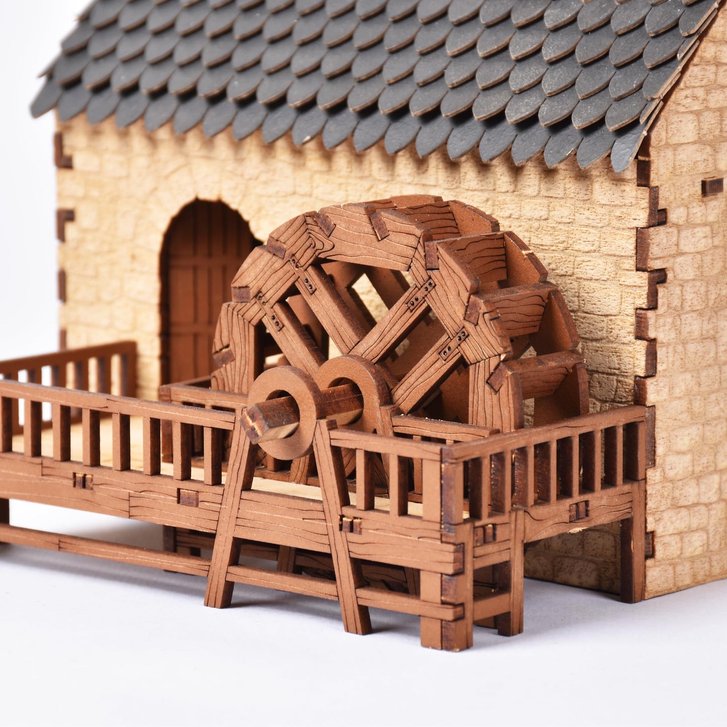 I BUILT IT Wooden Mill-Hybrid Medieval Windmill & Watermill Model Kit – 352 Pcs, 8–9 Hour Build