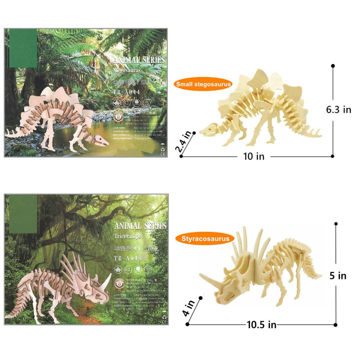 i-CHONY 3D Dinosaur Puzzle Kit — 6 Wooden Skeleton Models for STEM Learning