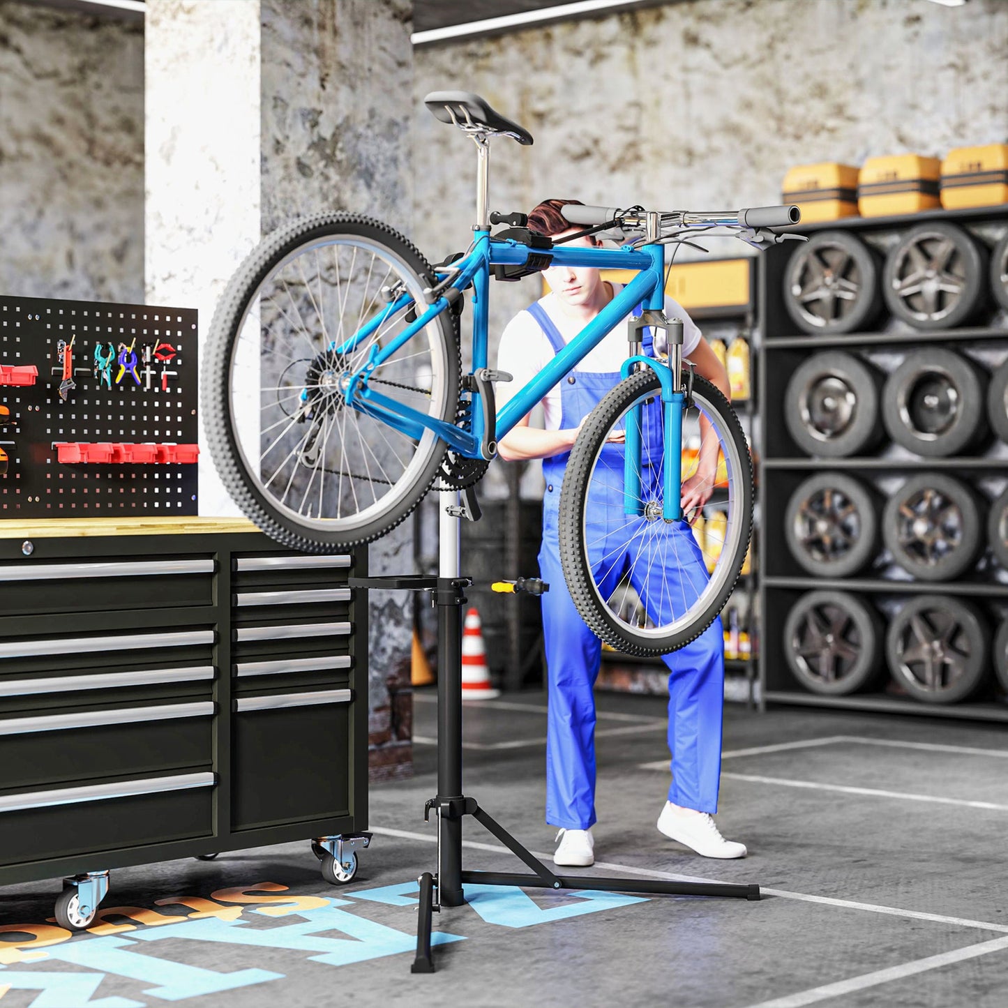 HOMCOM Bike Repair Stand, Max Load 40kg, Foldable, Height Adjustable