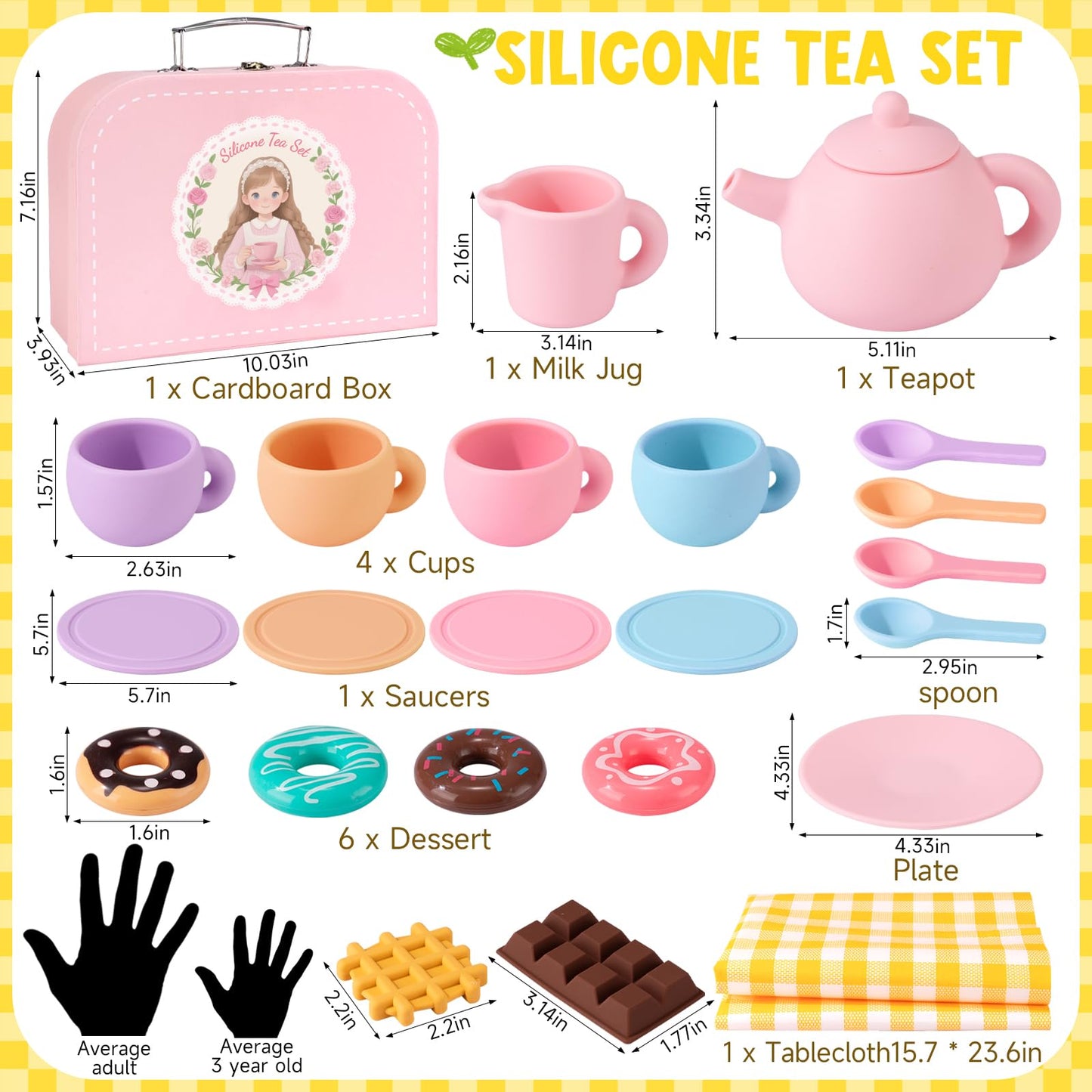 iAOVUEBY Silicone Tea Set for Toddlers | Pretend Play Kit for 2-5 Year Old Girls