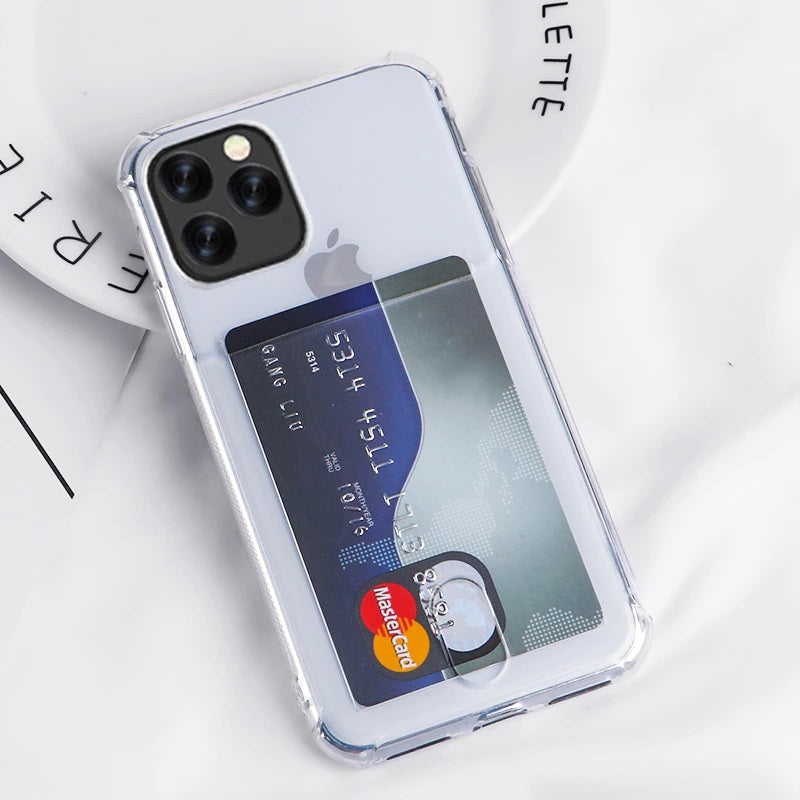 Soft TPU Clear Case With Card Slot - For iPhone 13