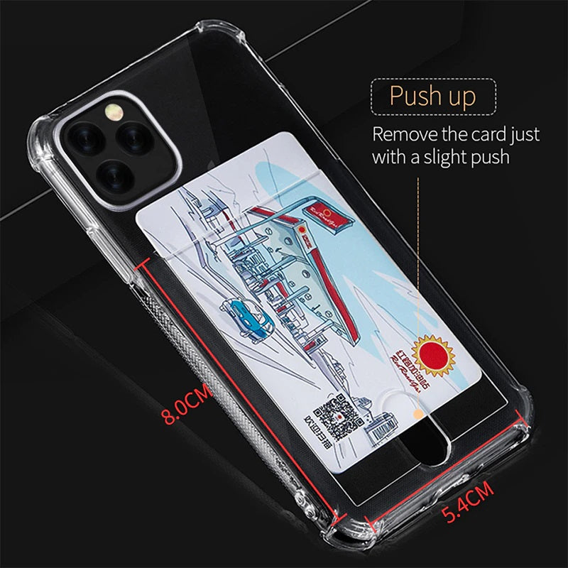 Soft TPU Clear Case With Card Slot - For iPhone 13 Pro Max