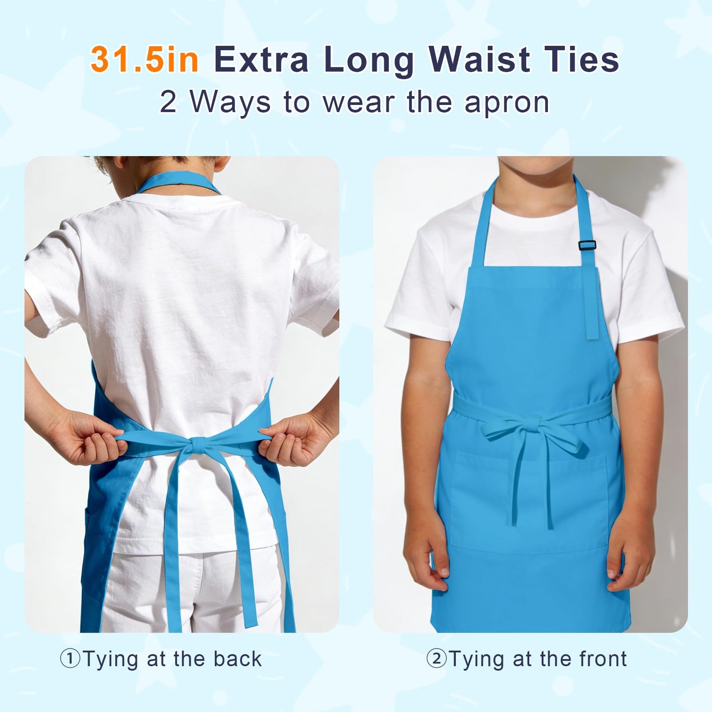 IAGBIBUI Kids Apron & Chef Hat Set – 24-Piece Adjustable Cooking & Art Kit (6-13 Years)