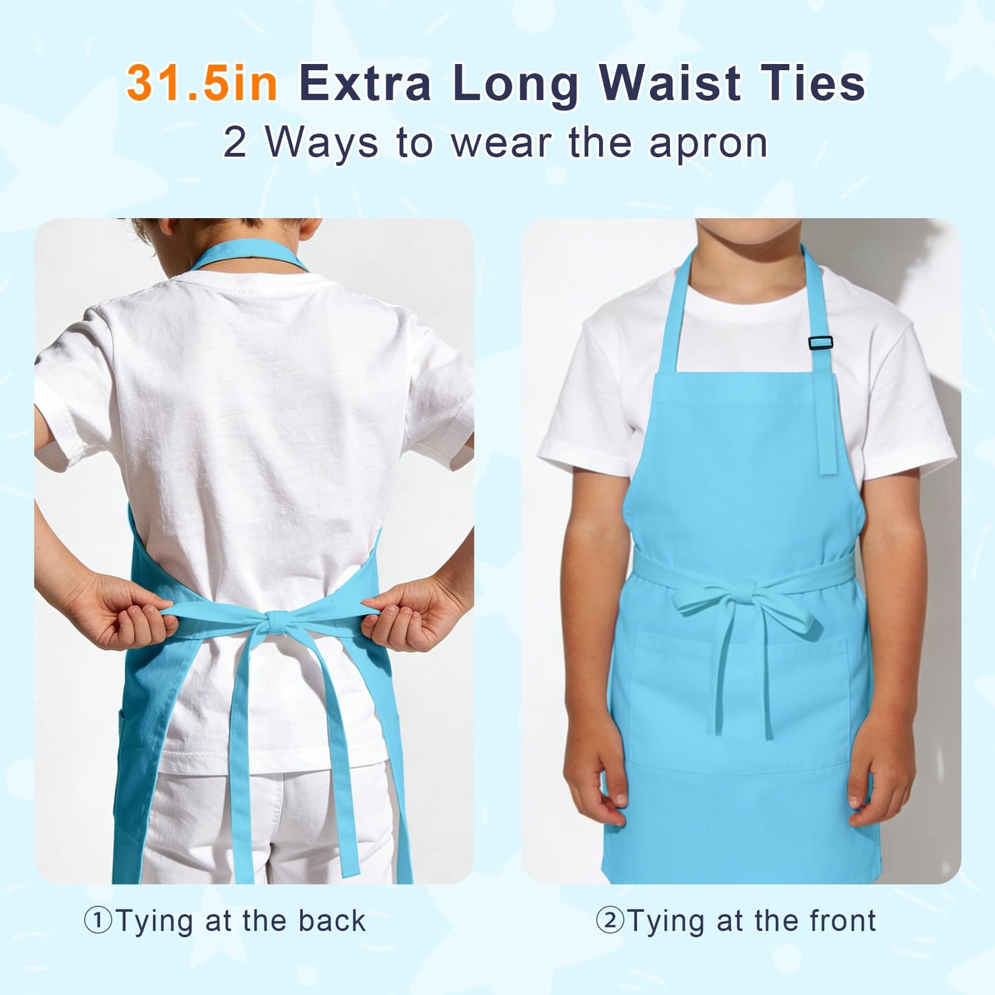 IAGBIBUI Kids Apron and Chef Hat Set – 16-Piece Rainbow Color Kitchen Playset for Ages 6-13