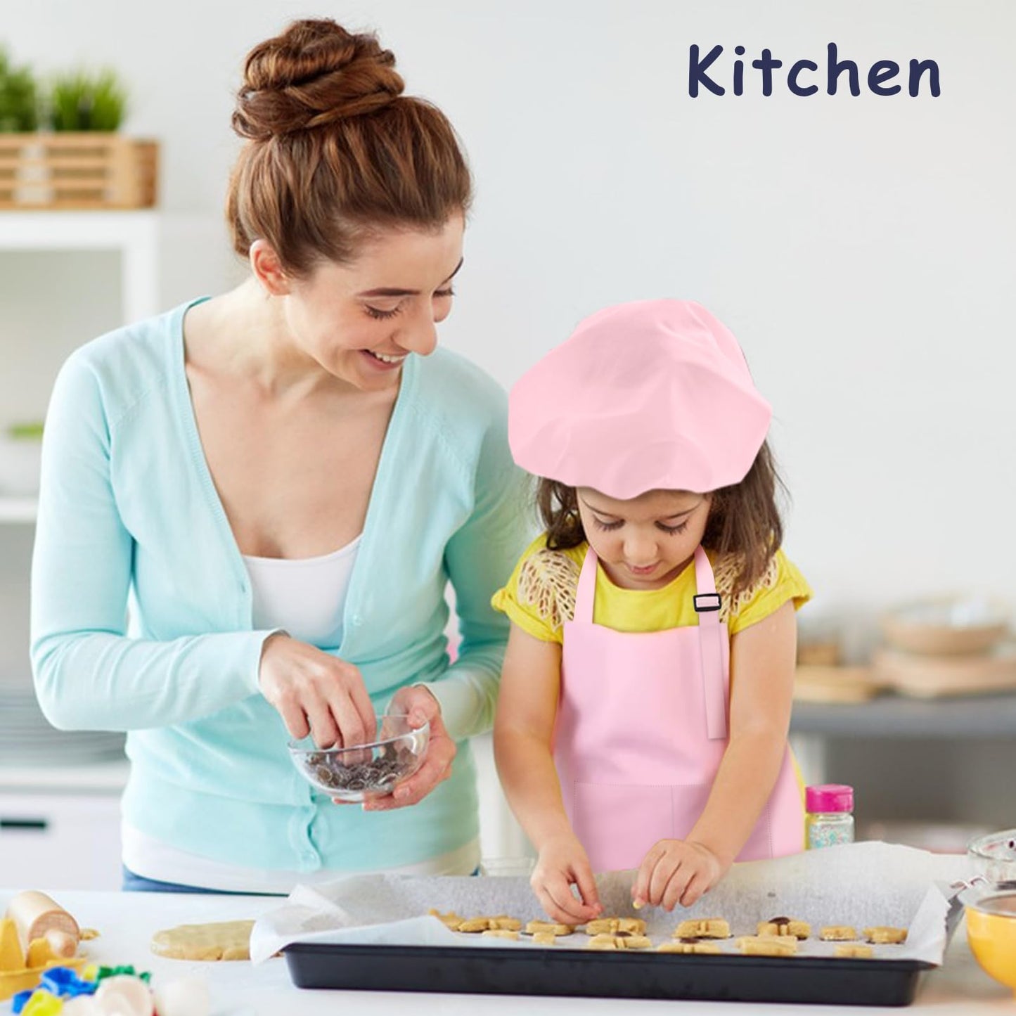 IAGBIBUI Kids Apron and Chef Hat Set – 16-Piece Adjustable Multicolor for Cooking, Baking & Painting (Ages 6–13)